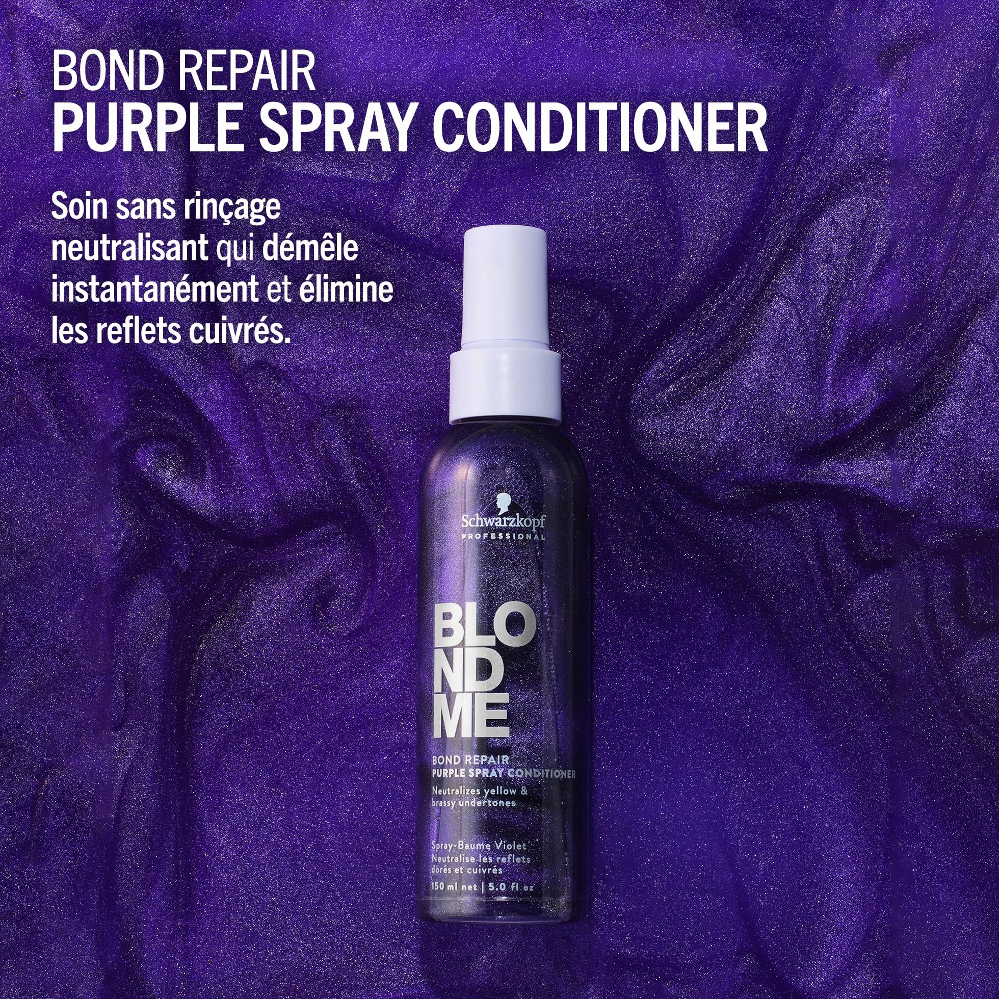 Schwarzkopf Professional BLONDME Bond Repair Purple Spray Conditioner Sans Rinçage 150 ml