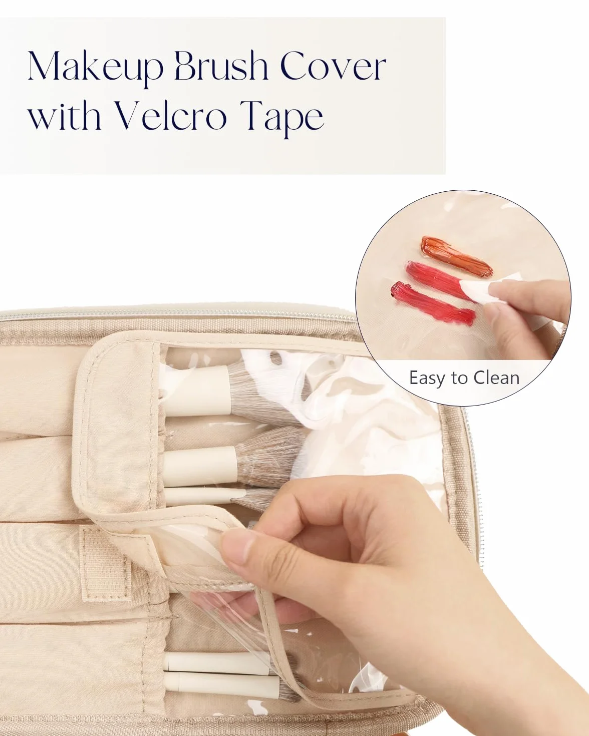 Prite Grand Trousse de Maquillage Femme Vanity Voyage Cuir Imperméable Poignée Séparateur Amovible Marron