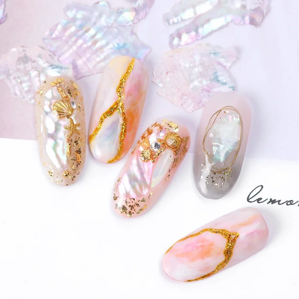 CHANGAR Coquille d'Ormeau Paillettes Multicolores pour Nail Art - Abalone Disques Manucure DIY