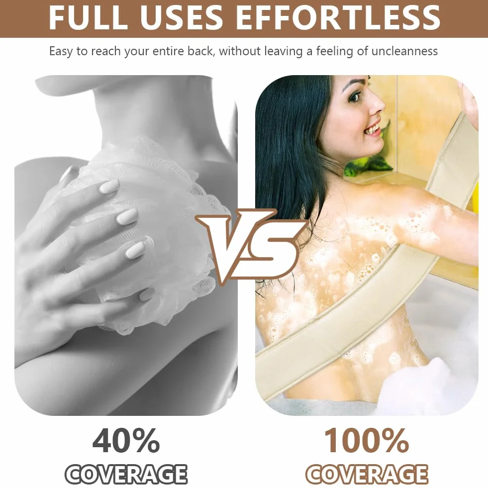 Serviette de Bain Exfoliante LOPHE avec Loofah Naturelle pour le Corps et le Dos