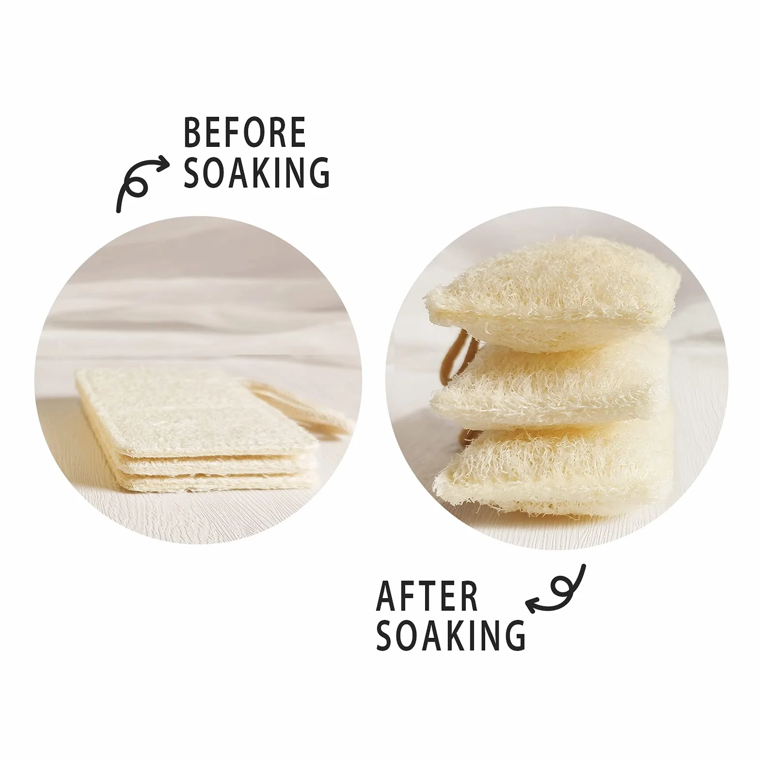 Épurateur d'éponges à Vaisselle en Luffa Naturel Paquet de 6 Anti-Rayures Biodégradable