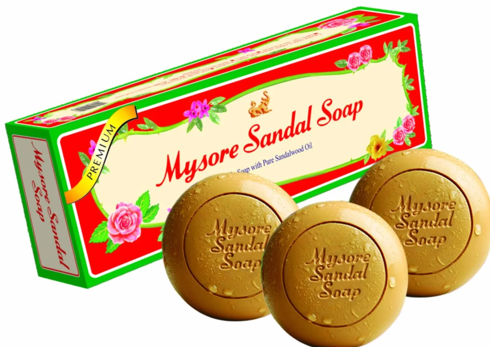 Mysore Sandal Savon au Bois de santal Huile ayurvédique 3 x 150 g Lot de cadeau