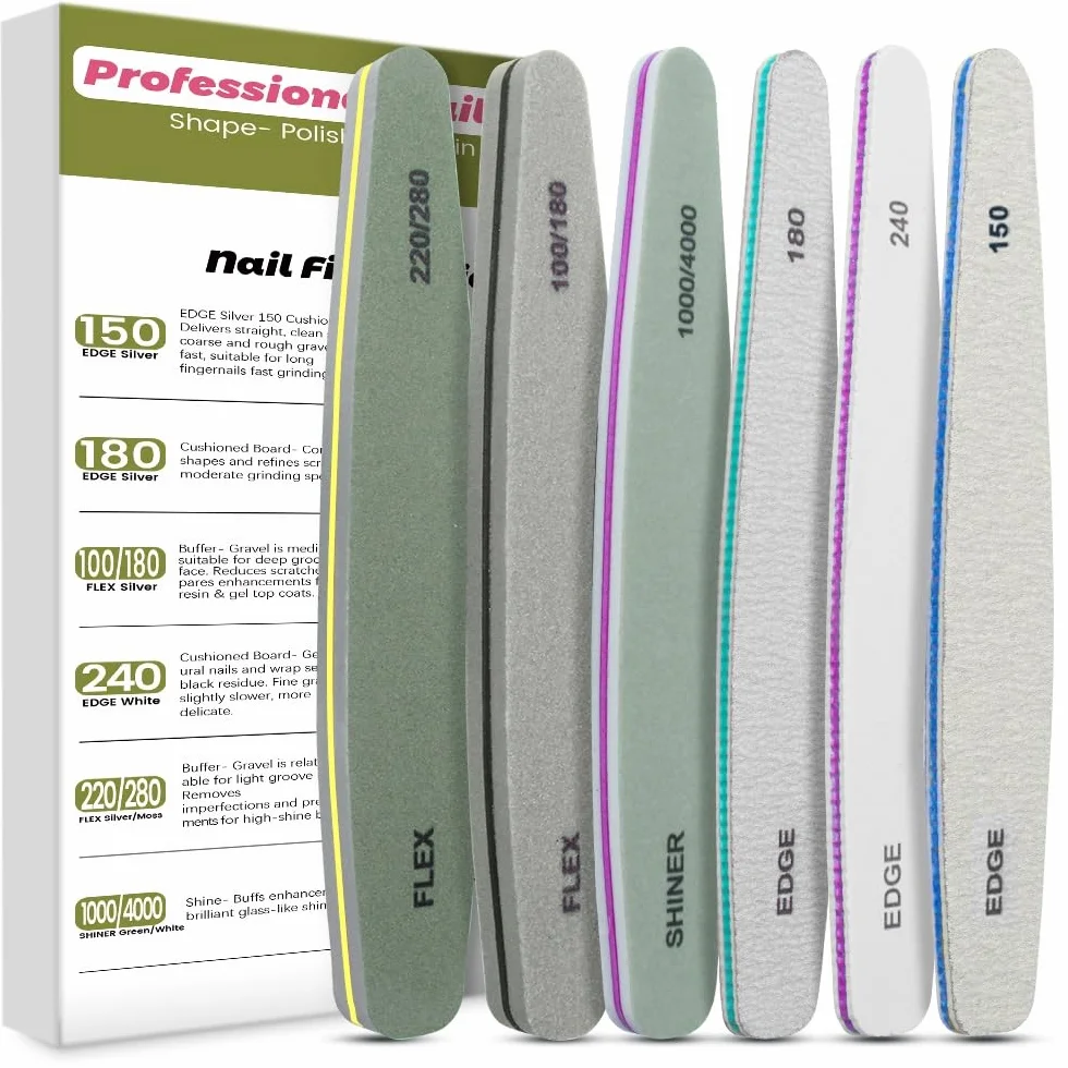 Lime à ongles professionnelle Double face 100/150/180/220/240/280/1000/4000 Grain Nail Buffer File Block