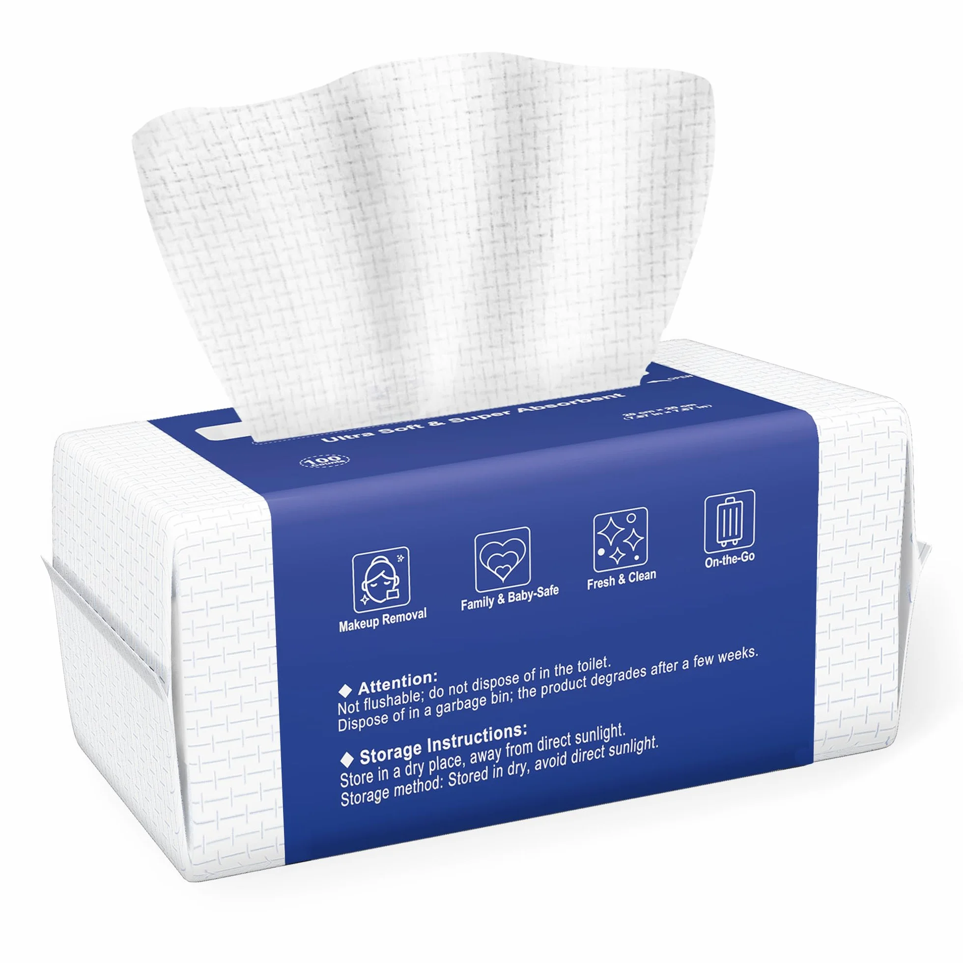 Ourmed Life Serviettes Visage Biologiques Jetables Lingettes Démaquillantes 100 unité