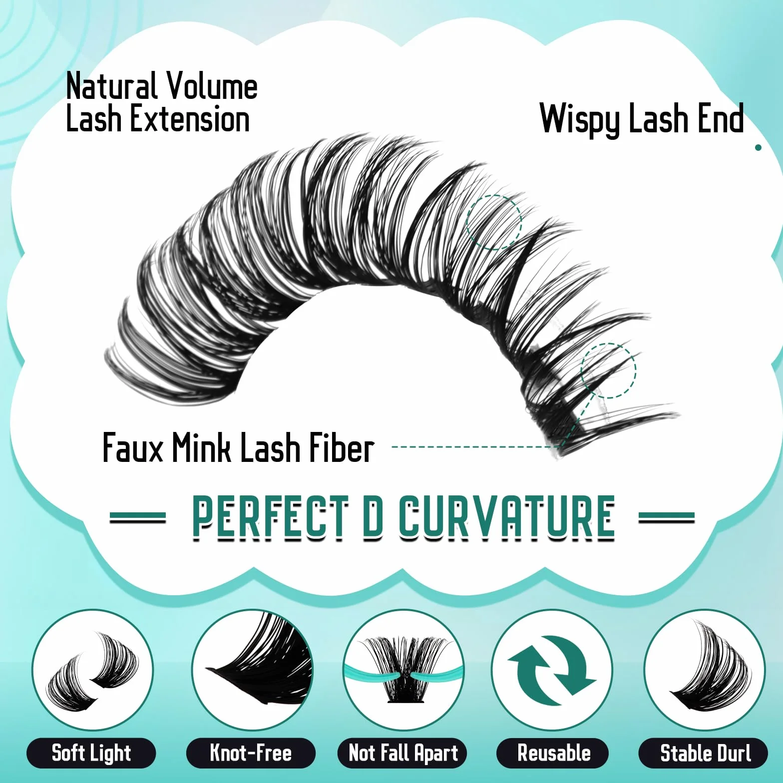 GEMERRY Faux Cils Individuel 60D 80D 100D Extension Cils Bouquet Volume Russian Cluster Lash D Curl 8-16mm