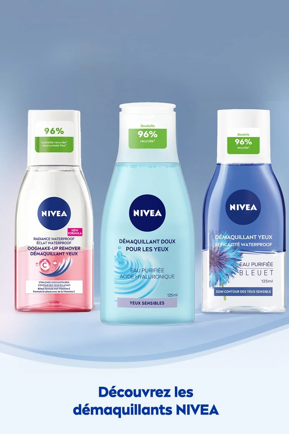 NIVEA Démaquillant Yeux Doux 125 ml Hydratant Vegan Peaux Sensibles