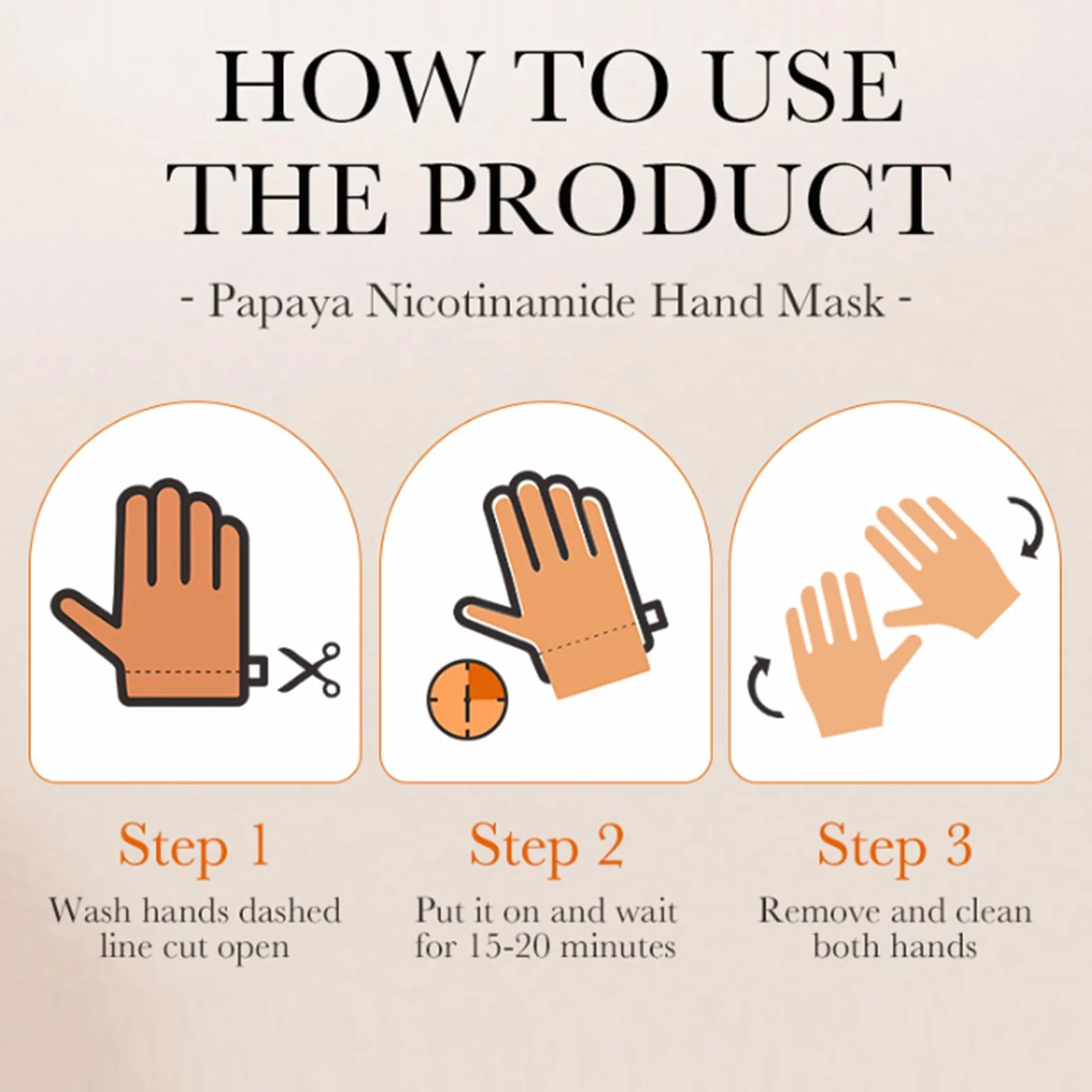 Masque Nourrissant pour les Mains à la Papaye, Hand Mask, Gants Hydratants pour Mains Sèches et Gercées