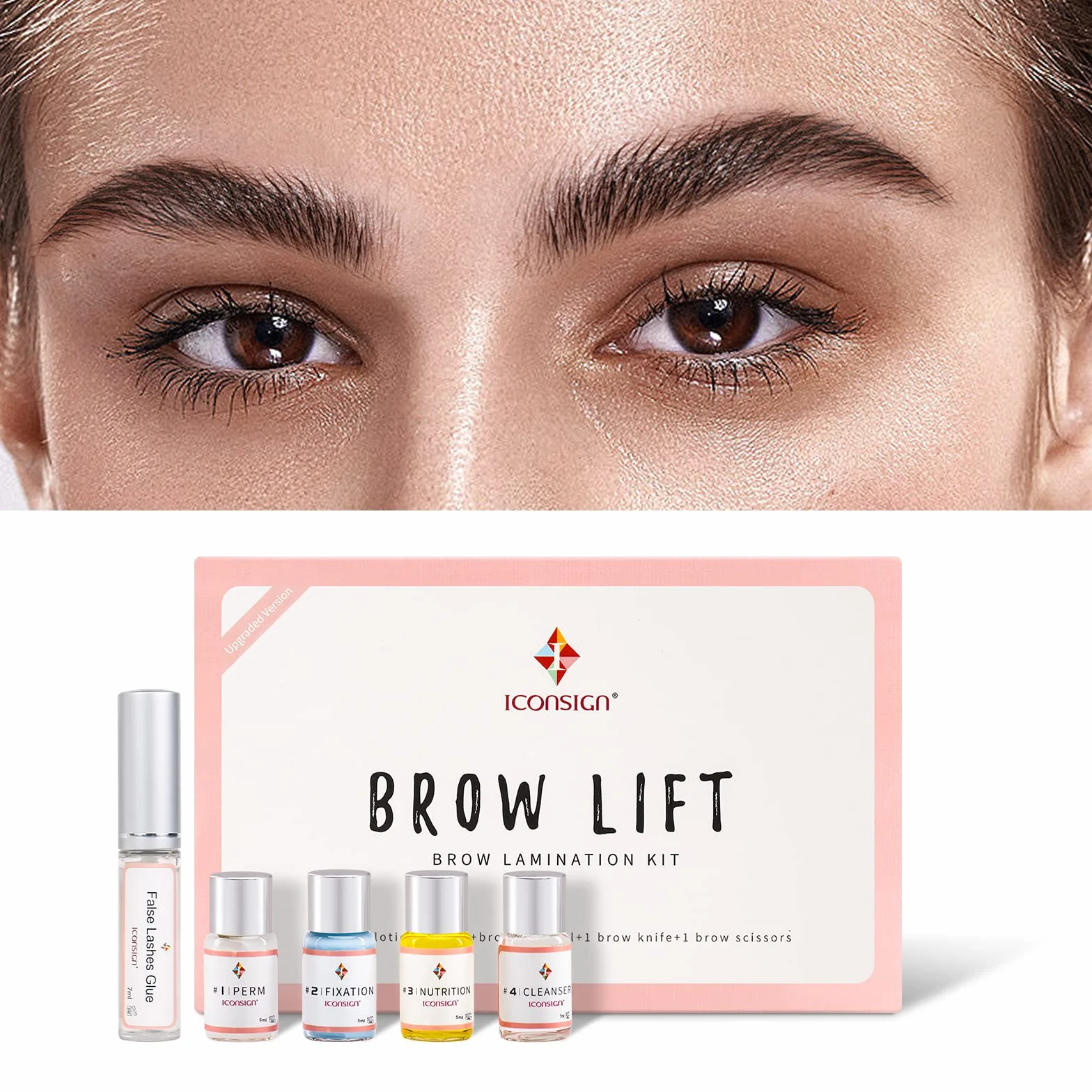 ICONSIGN Kit de Lamination de Sourcils, Kit de Lifting de Sourcils Semi-Permanent Professionnel,Durée de vie jusqu'à 8 semaines, Convient pour le salon et la maison