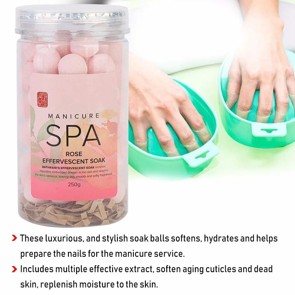 Balle absorbante effervescente manucure SPA pour enlever cuticules et peau morte hydratante rose