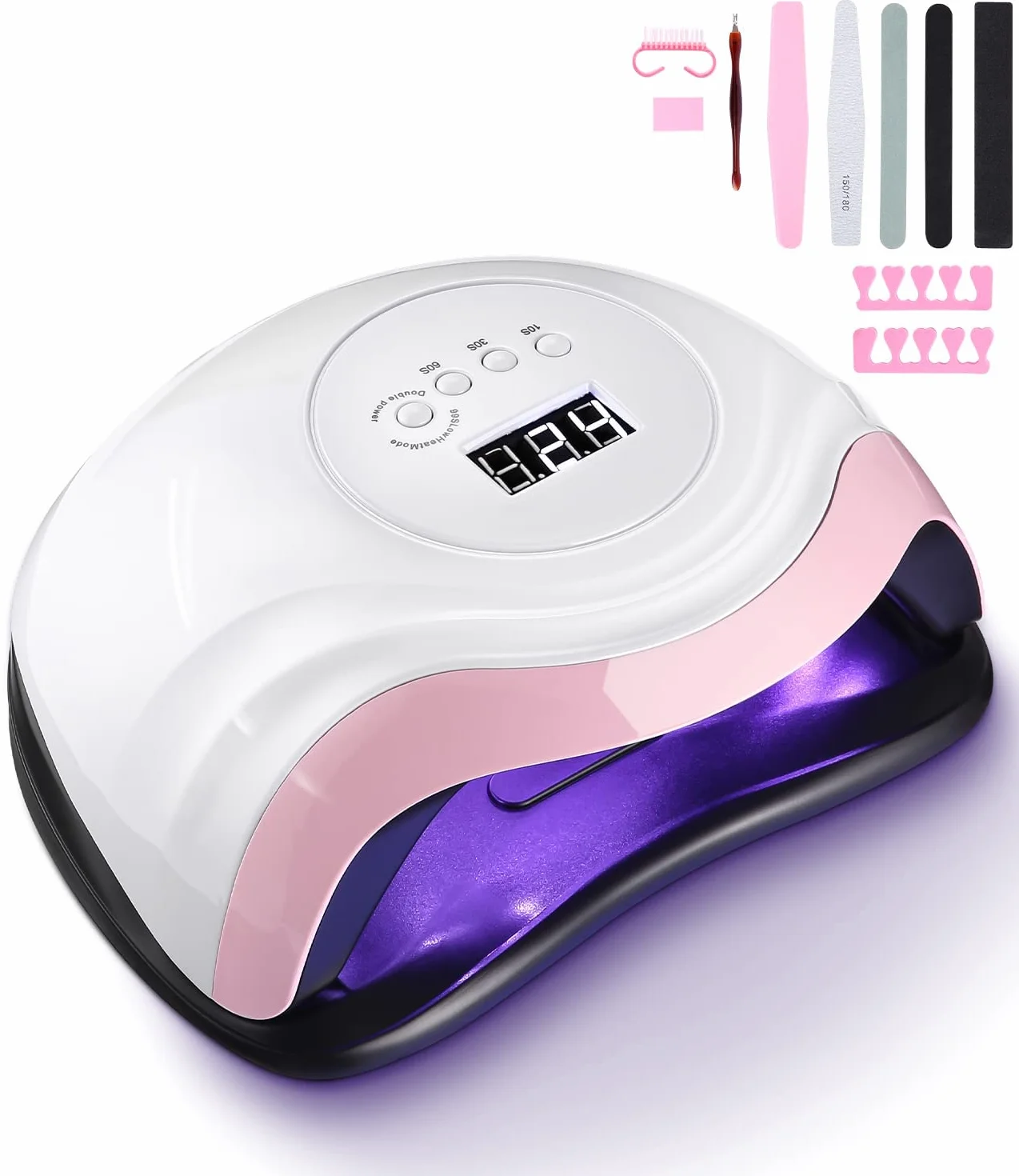 168W Lampe UV Sèche Ongles, Lampes à Ongles Professionnel,Séchage Rapide 4 Minuterie de 10s/30s/60s/99s,36 LEDs, Grand LCD Ecran Base Démontable