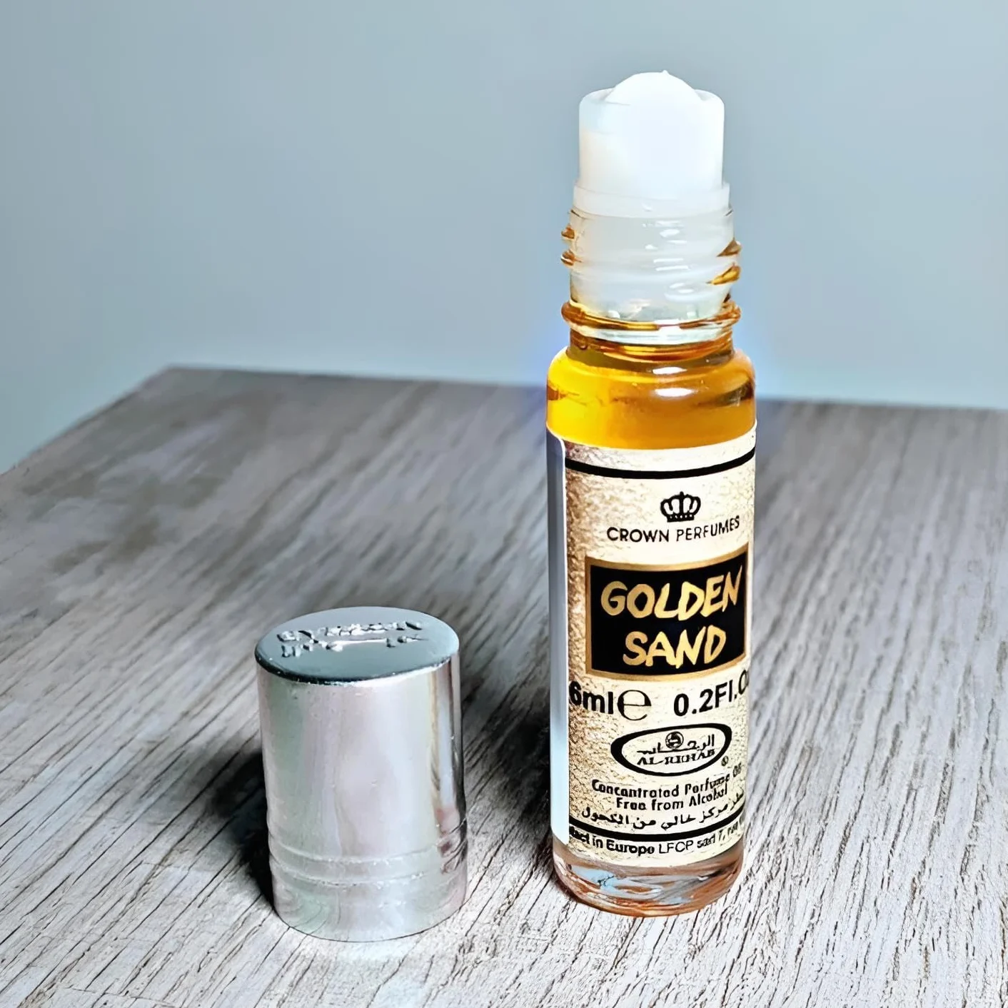 Lot de 12 Muscs Parfum GOLDEN SAND Al Rehab 6 ml Gourmand Sucré Vanille Caramel Sans Alcool – Huile de Parfum Orientale pour Femme et Homme
