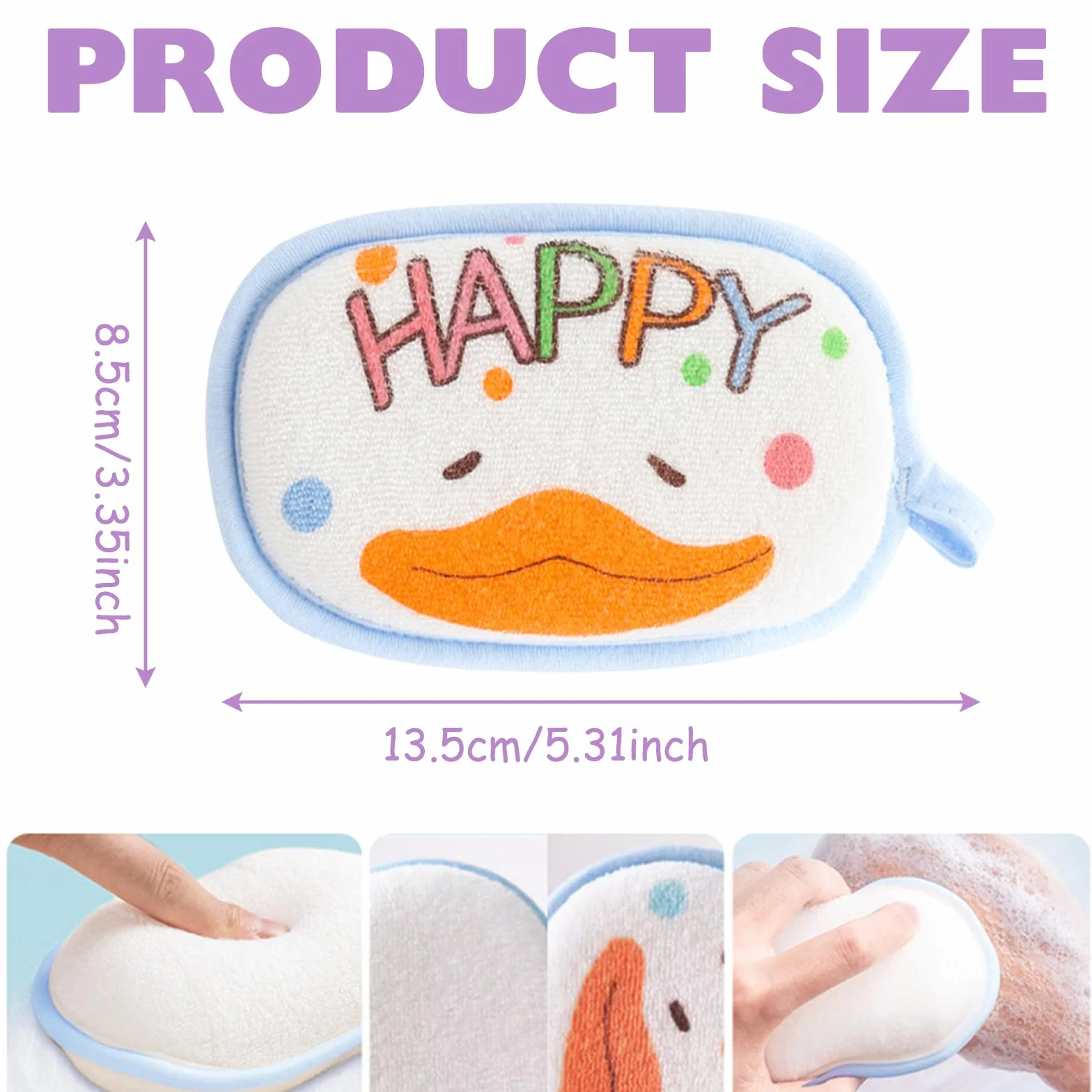Éponges de Bain pour Bébés 4 Pièces, Naturelles, Trois Couches de Protection