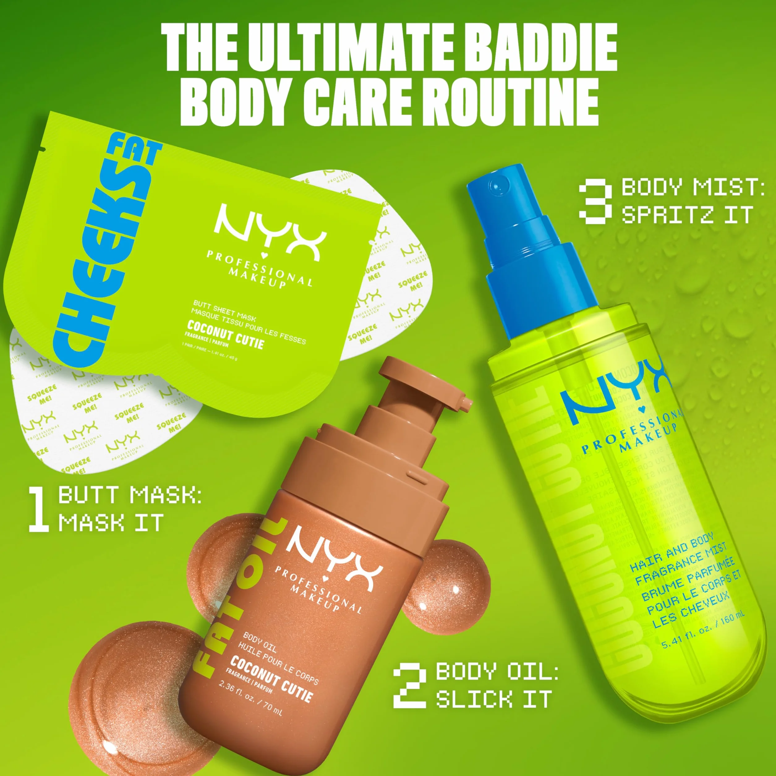 NYX Professional Makeup Fat Oil Body Huile Corps Glowy Hydratante 24H Fini Nacré Champagne 70ml