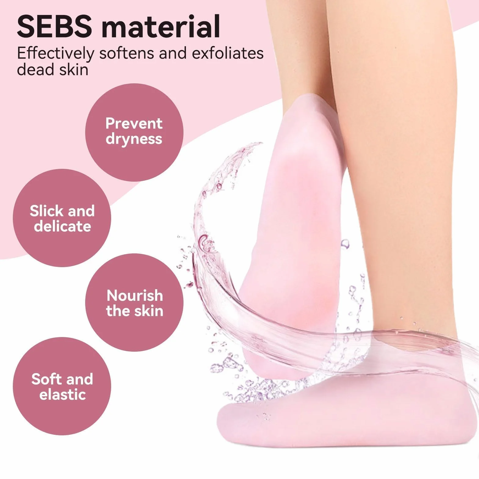 Agatige Chaussettes Hydratantes En Silicone Antidérapantes Adoucissantes Pour Pieds Secs Et Craquelés L 39-41