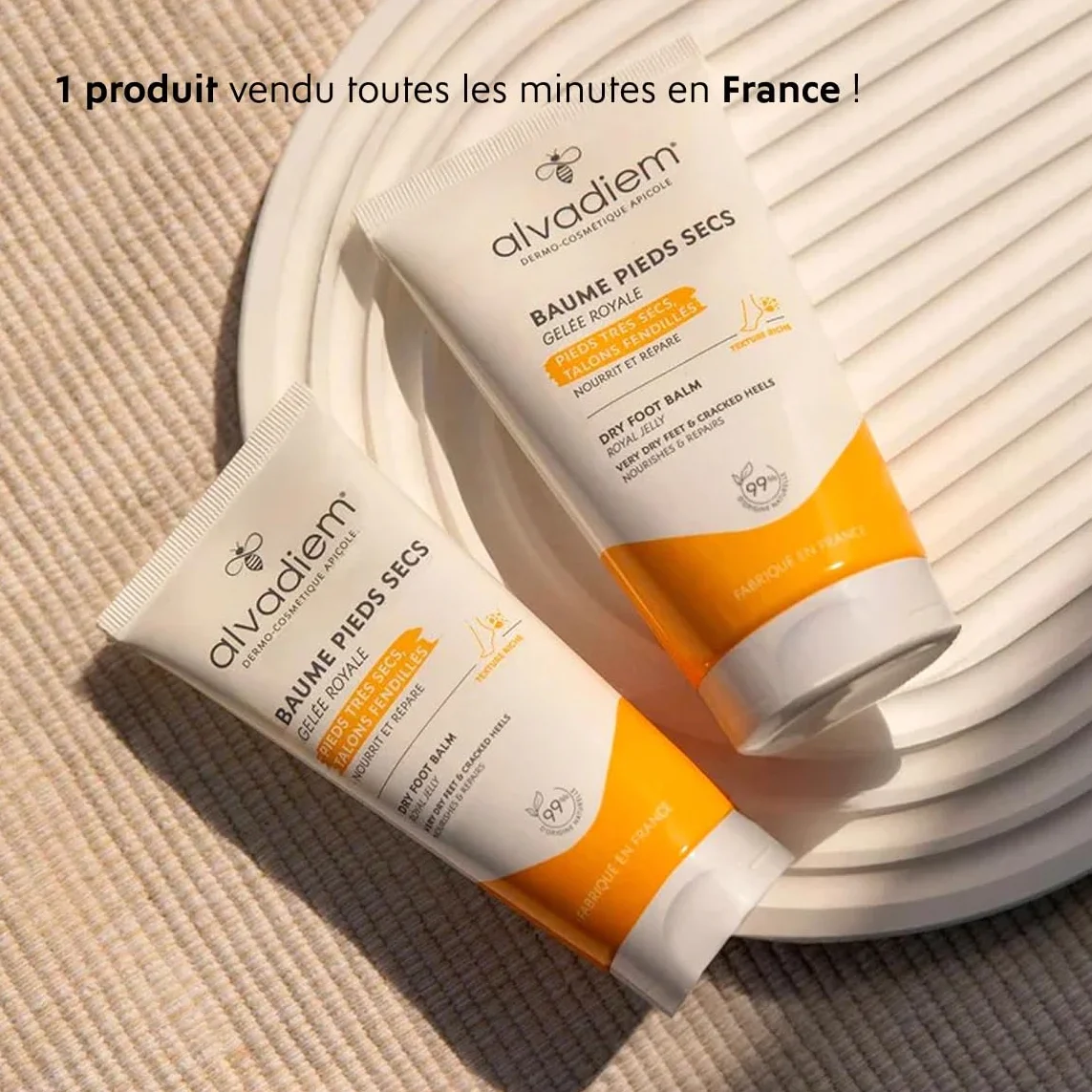 Alvadiem Baume Pieds Secs Réparatrice 150ml Huile d'Olive Vierge Vitamine E Made in France