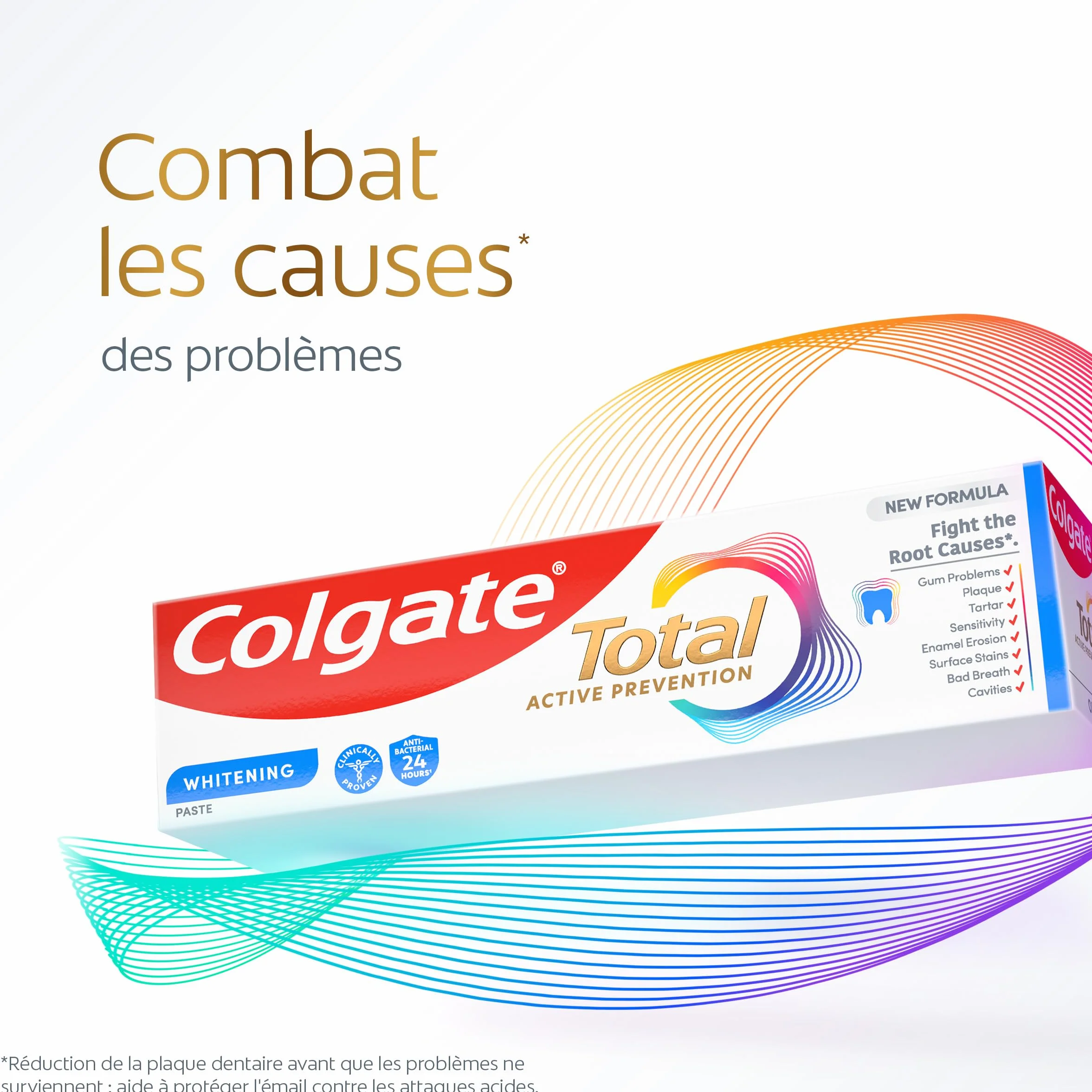 COLGATE Total Prévention Dentifrice 24h Active Blancheur Naturelle 3x75ml