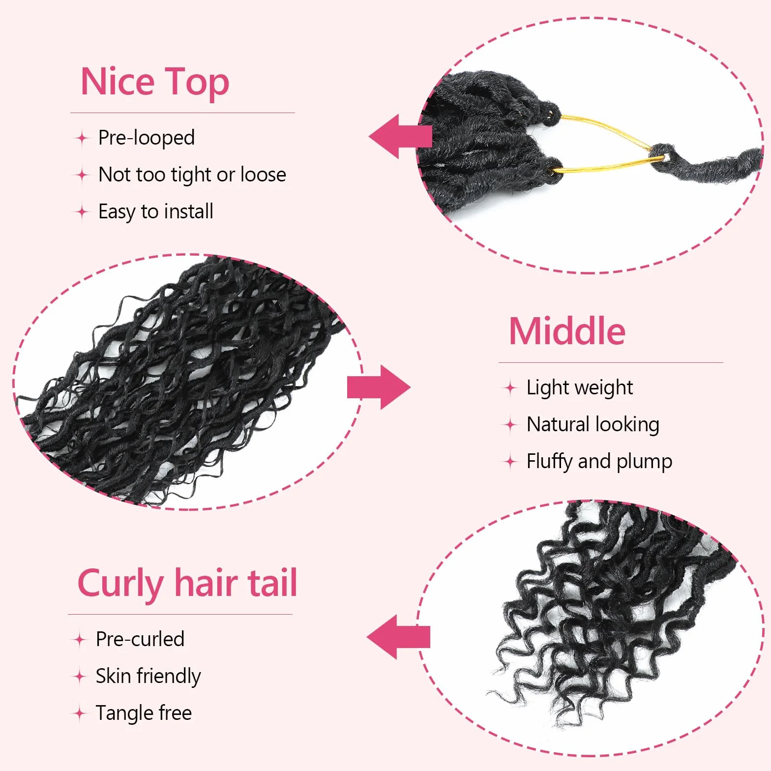 8 Packs Fausse Locks Crochet Braids 14 Inch River Faux Locks Crochet Hair Meches 12Supports/Paquet 1B Goddess Locs Crochet Braids Hair Extensions (1B#)