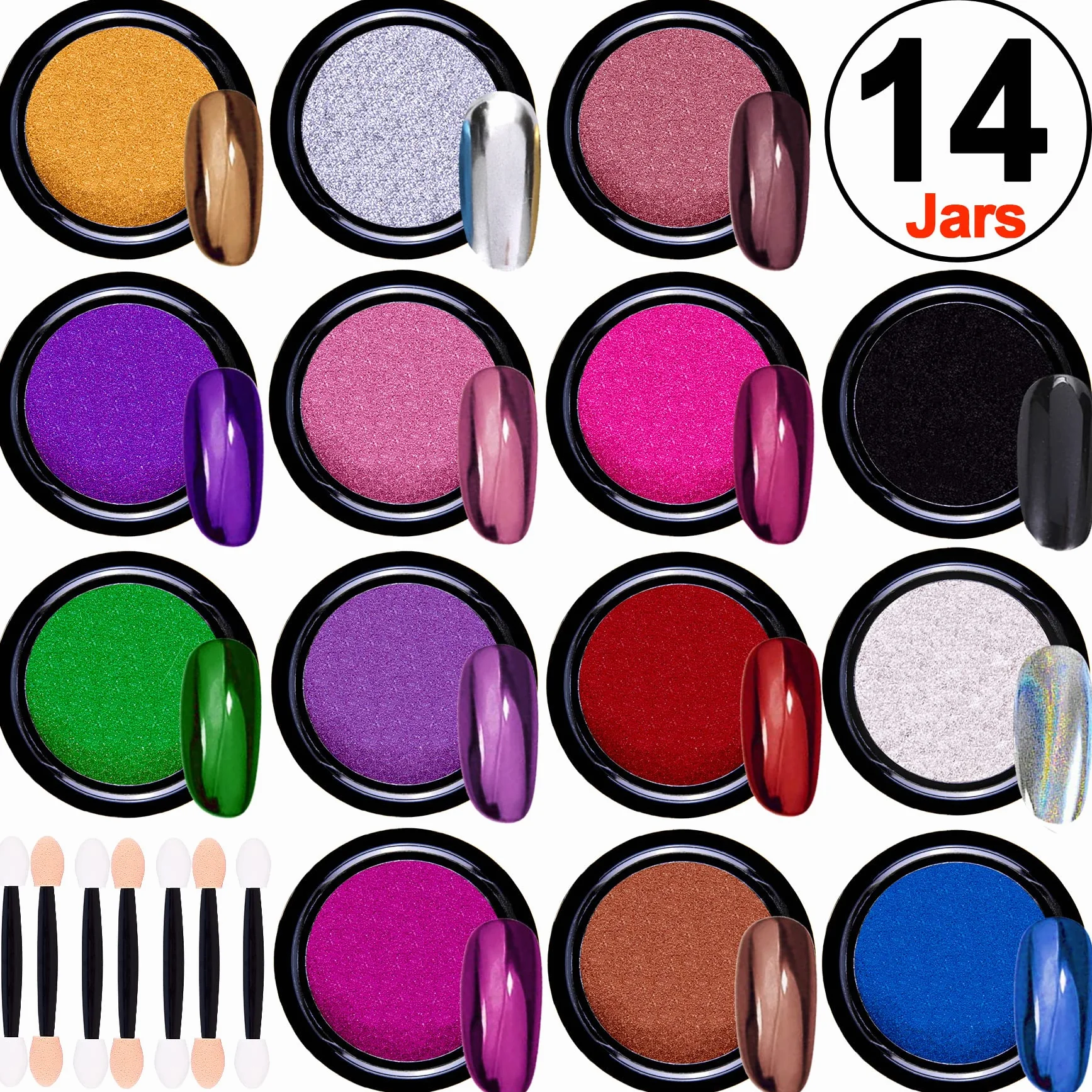 Duufin 14 Boîtes Kit Poudre d'Ongle pour Nail Art