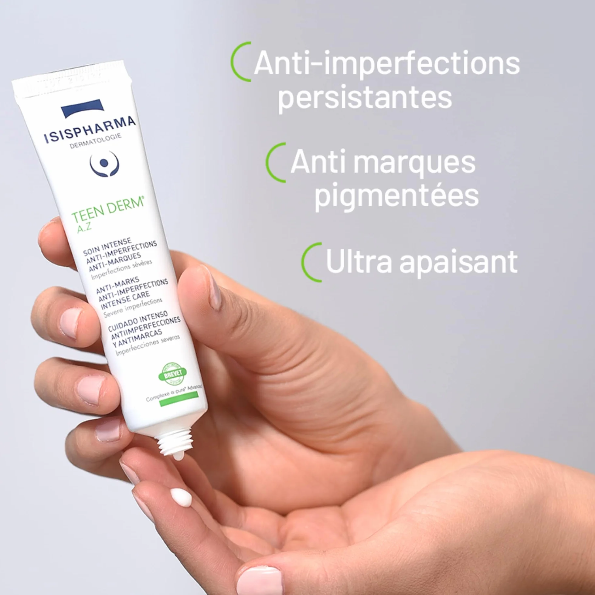 ISISPHARMA TEEN DERM A.Z Soin Triple Action Anti-Imperfections Peaux Mixtes à Grasses 15% Acide Azélaïque Fabrication Française