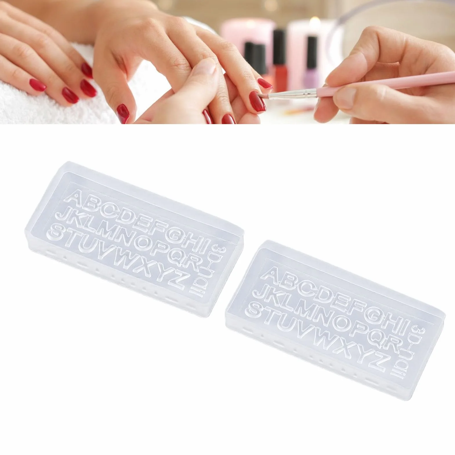 Sonew Moule en Silicone 3D pour Nail Art, 26 Lettres Alphabet, Résine Alimentaire Souple