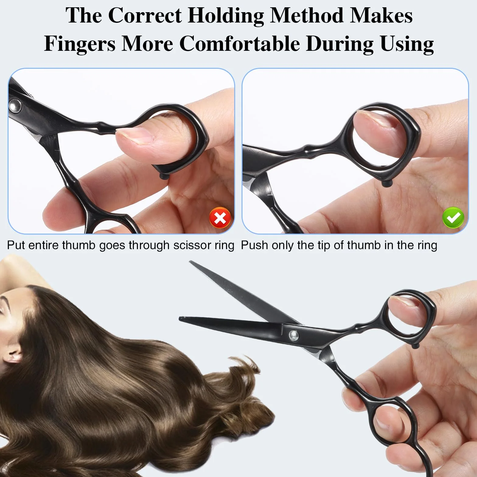 Ciseaux Coiffure 3Pcs Kit Coupe Cheveux Professionnel Effileur 6,7 Pouces