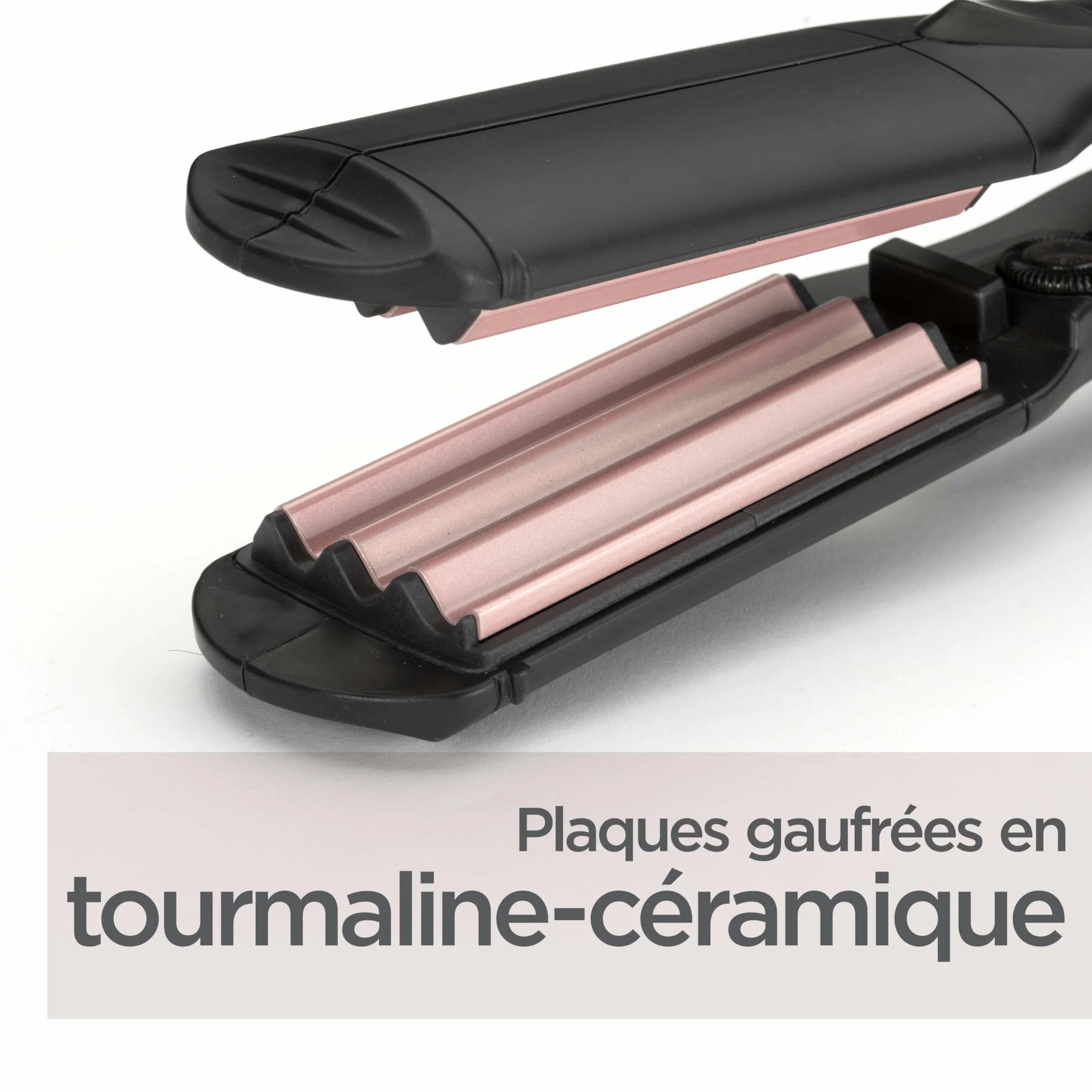 BaByliss Fer à gaufrer Crimper - Revêtement Tourmaline-céramique, 10 réglages de température jusqu'à 210°C, appareil de coiffure professionnel, Noir, 2165CE