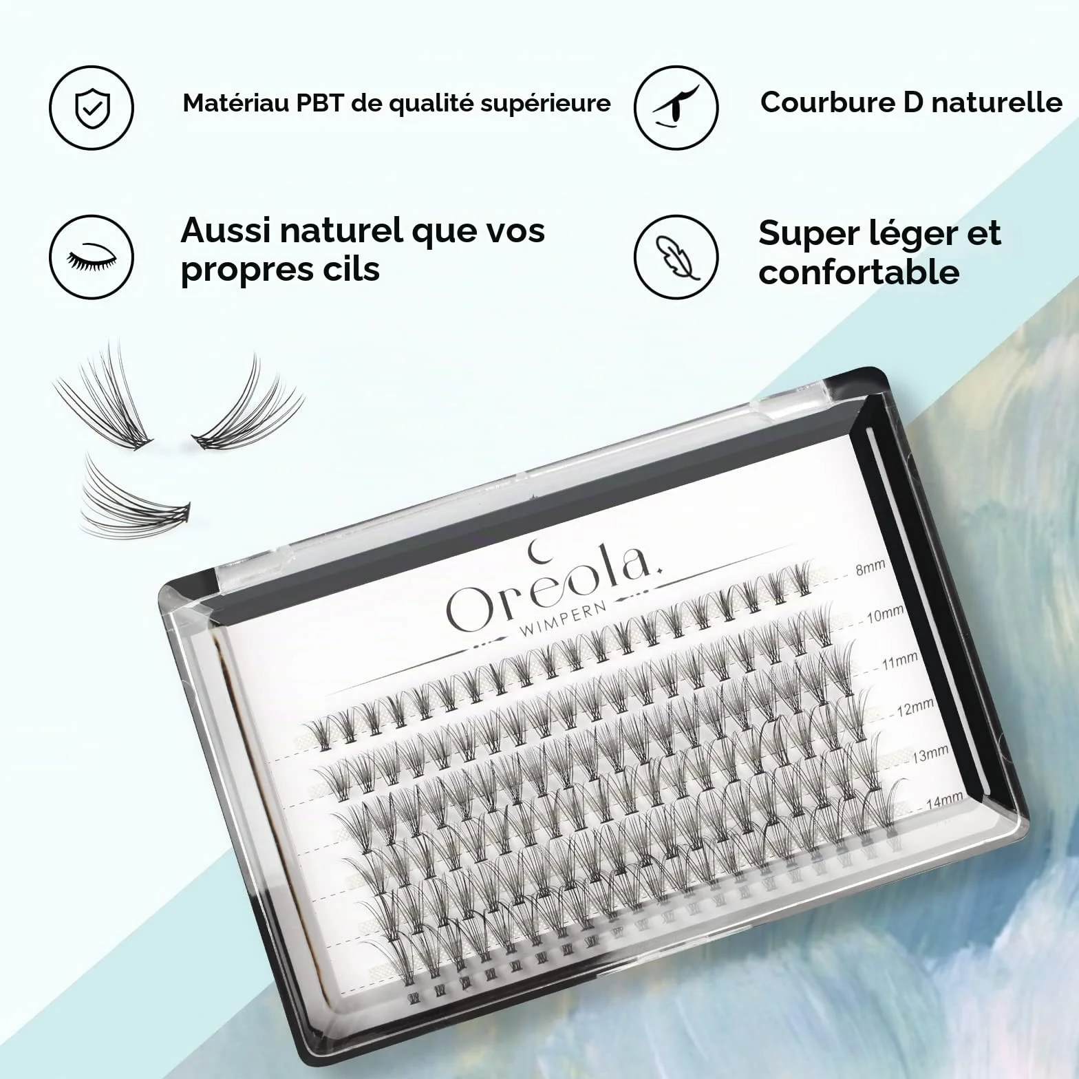 Lot de 120 faux cils individuels naturels 0,07D 8-14 mm pour extensions de cils