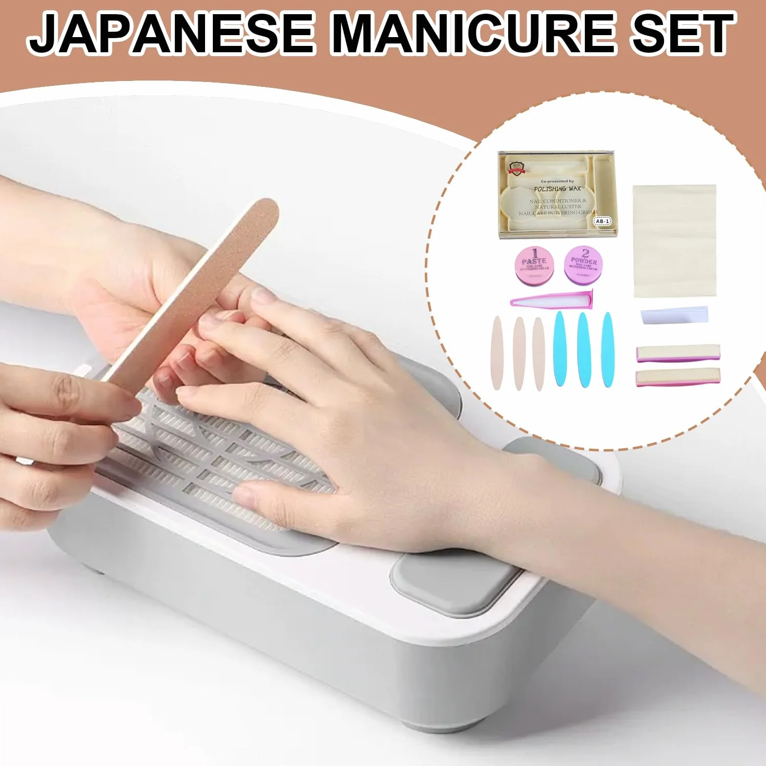 Kit Manucure Japonaise, Fichiers À Ongles Et Tampons, Ensemble D'outils De Soins Des Ongles Pour Les Traitements De Croissance De La Réparation, Adapté Aux Débutants Amateurs De Nail