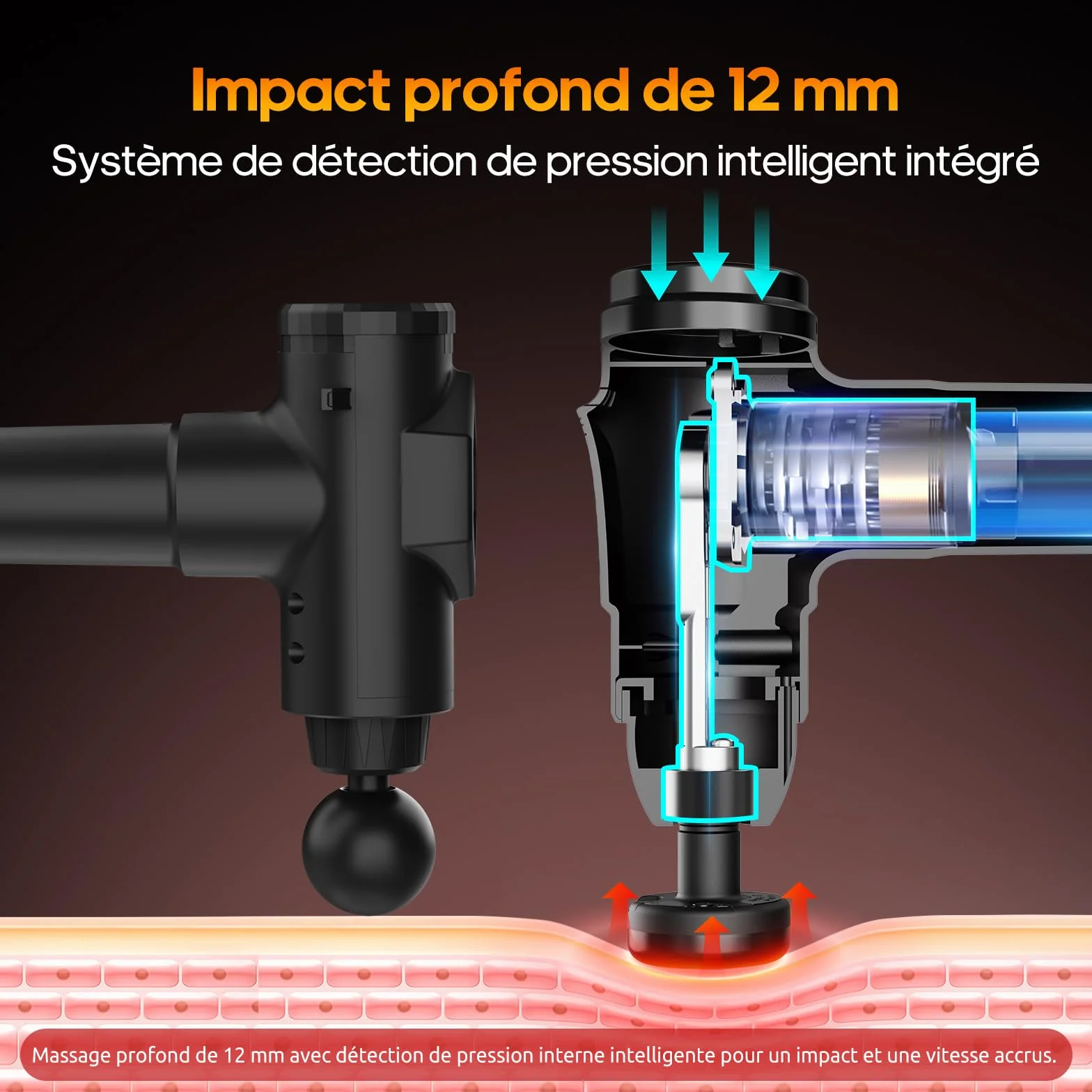 AERLANG Pistolet de Massage avec Chaleur, 20 Niveaux Réglables, Charge Type-C, Masseur Musculaire Silencieux