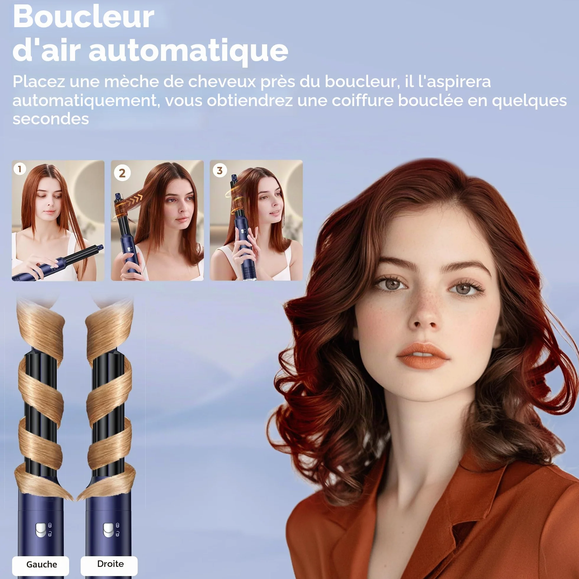 MogaWave Air Styler Pro 1000W Air Brush Hair Styler Brosse Soufflante Seche Cheveux
