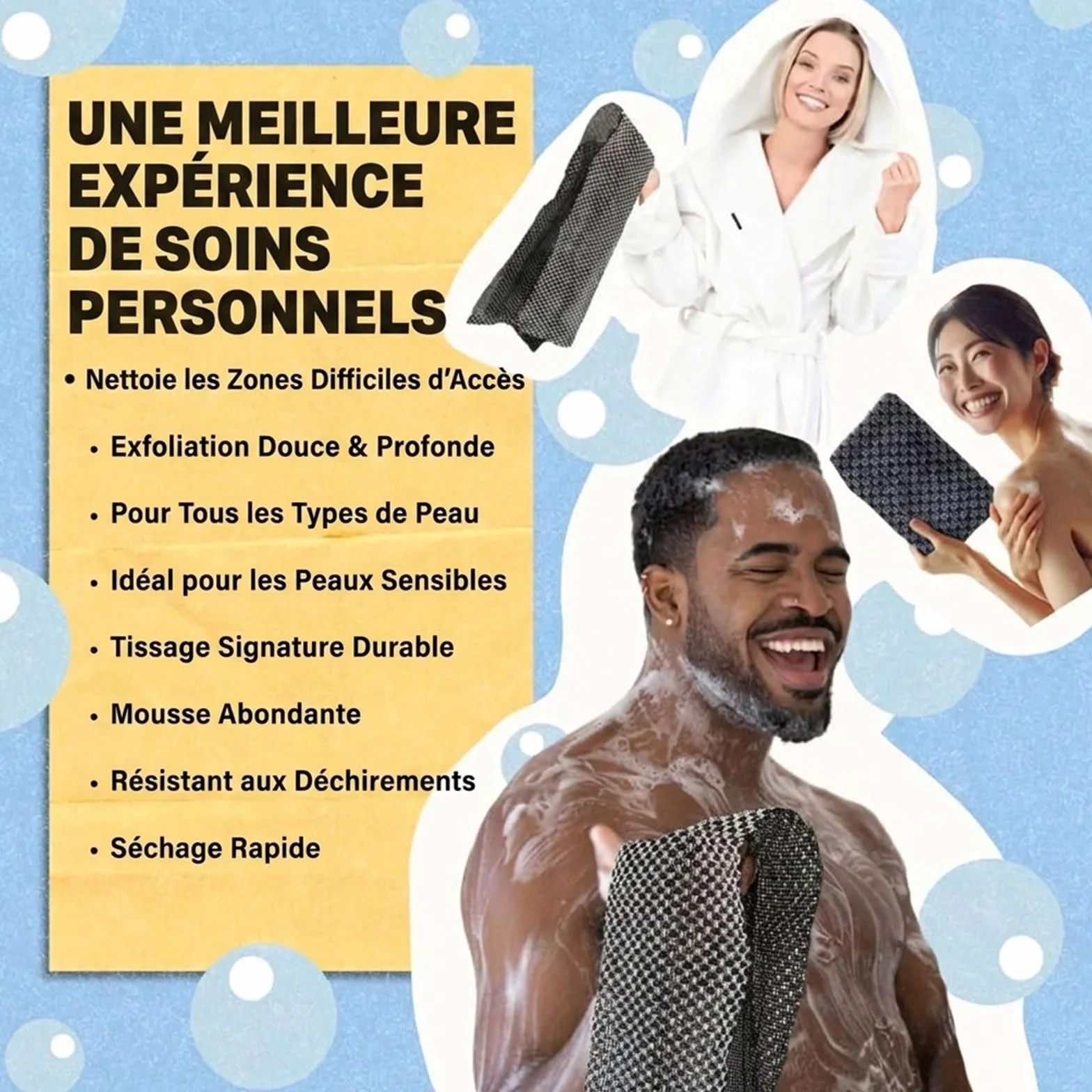 Ecovia Serviette Exfoliante Douche 2 en 1, 2026 Nouveau Épurateur Corporel Doux écologique (noir)