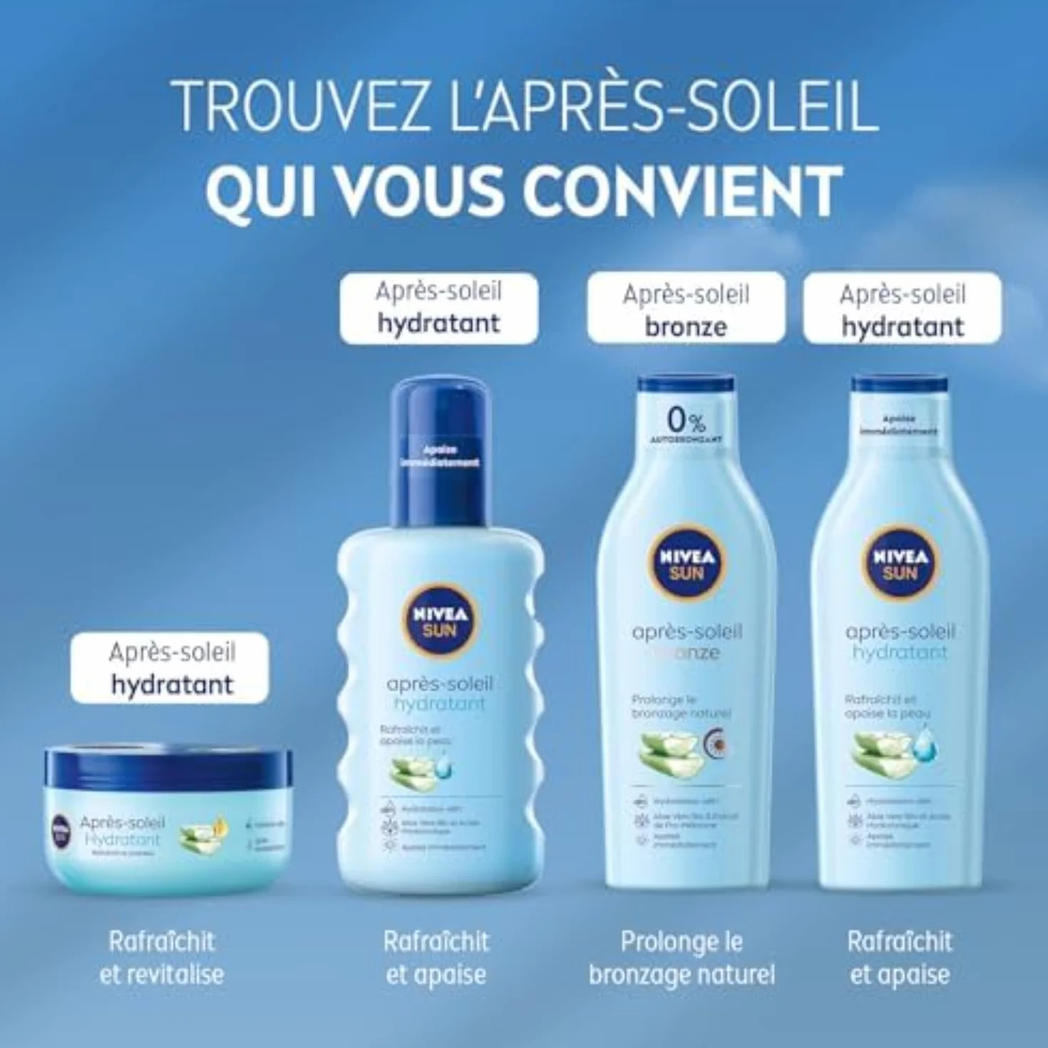 NIVEA SUN Lait Après Soleil Hydratant Aloe Vera Bio Acide Hyaluronique 400ml