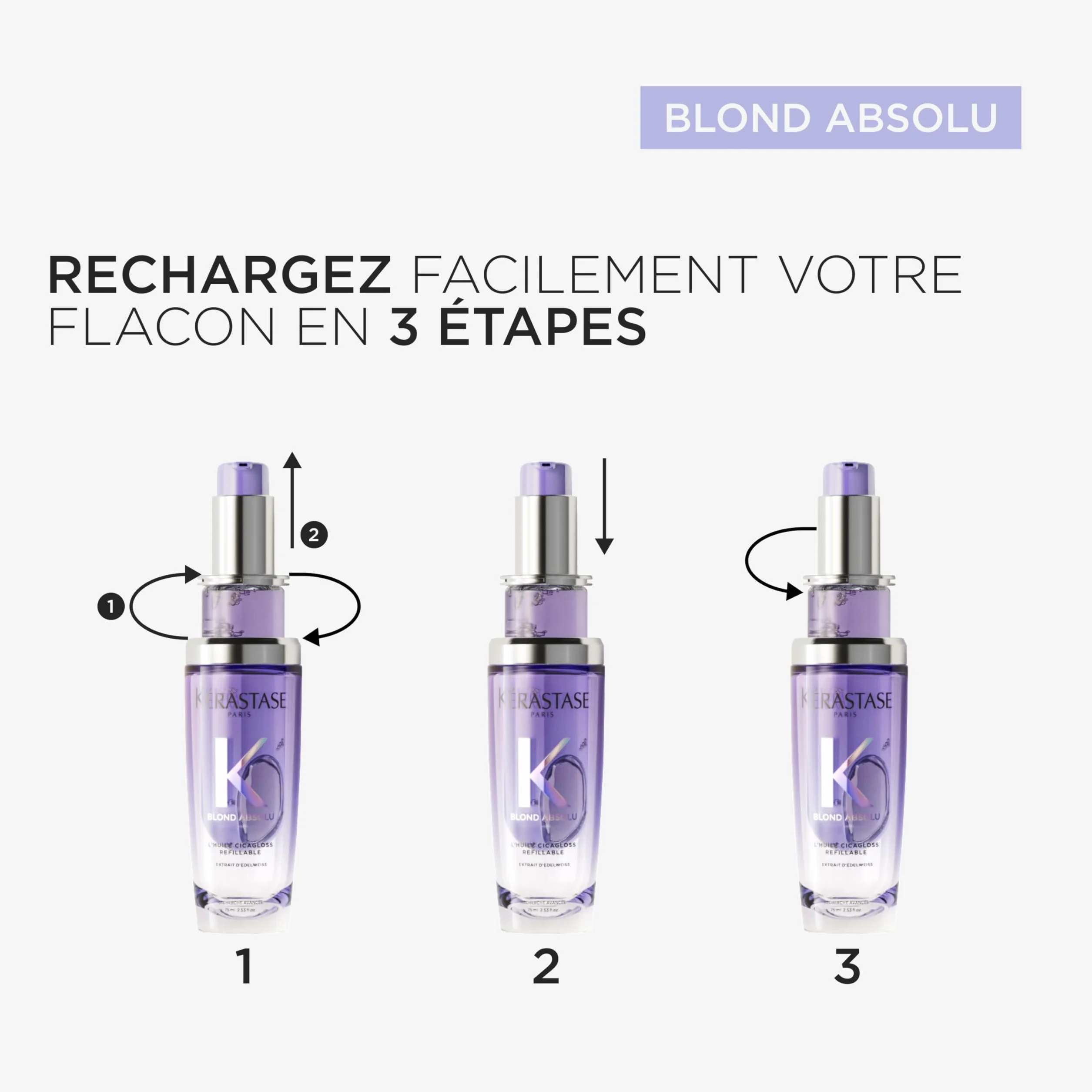 KÉRASTASE Blond Absolu L'Huile Cicagloss Rechargeable Huile Capillaire Brillance Multi-Usage Soin Thermo-Protecteur Sans Rinçage Cheveux Blonds