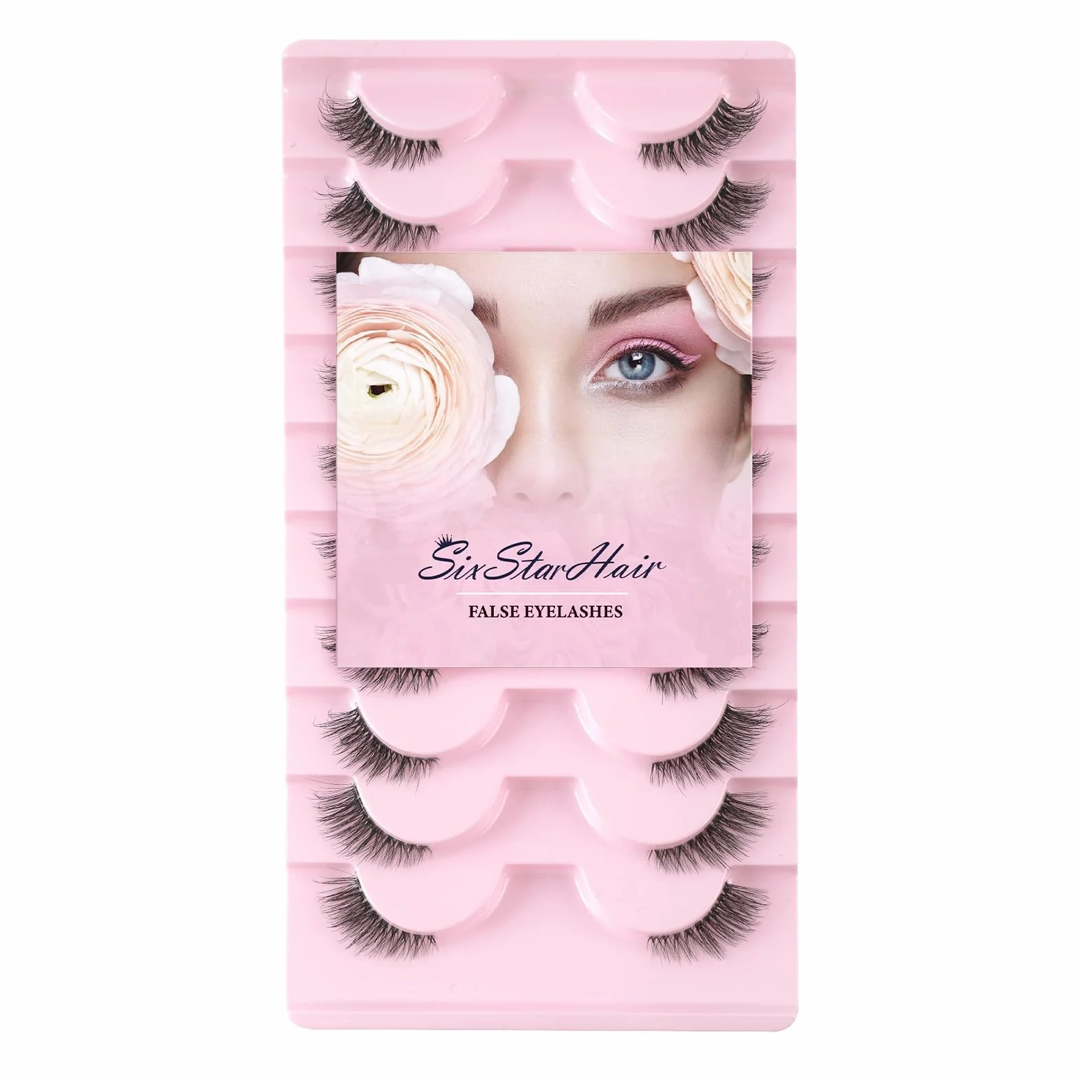 Sixstarhair Demi Faux Cils Bande Transparente 3D Naturel Half Lashes Oeil de Chat Reutilisable 10 Paires