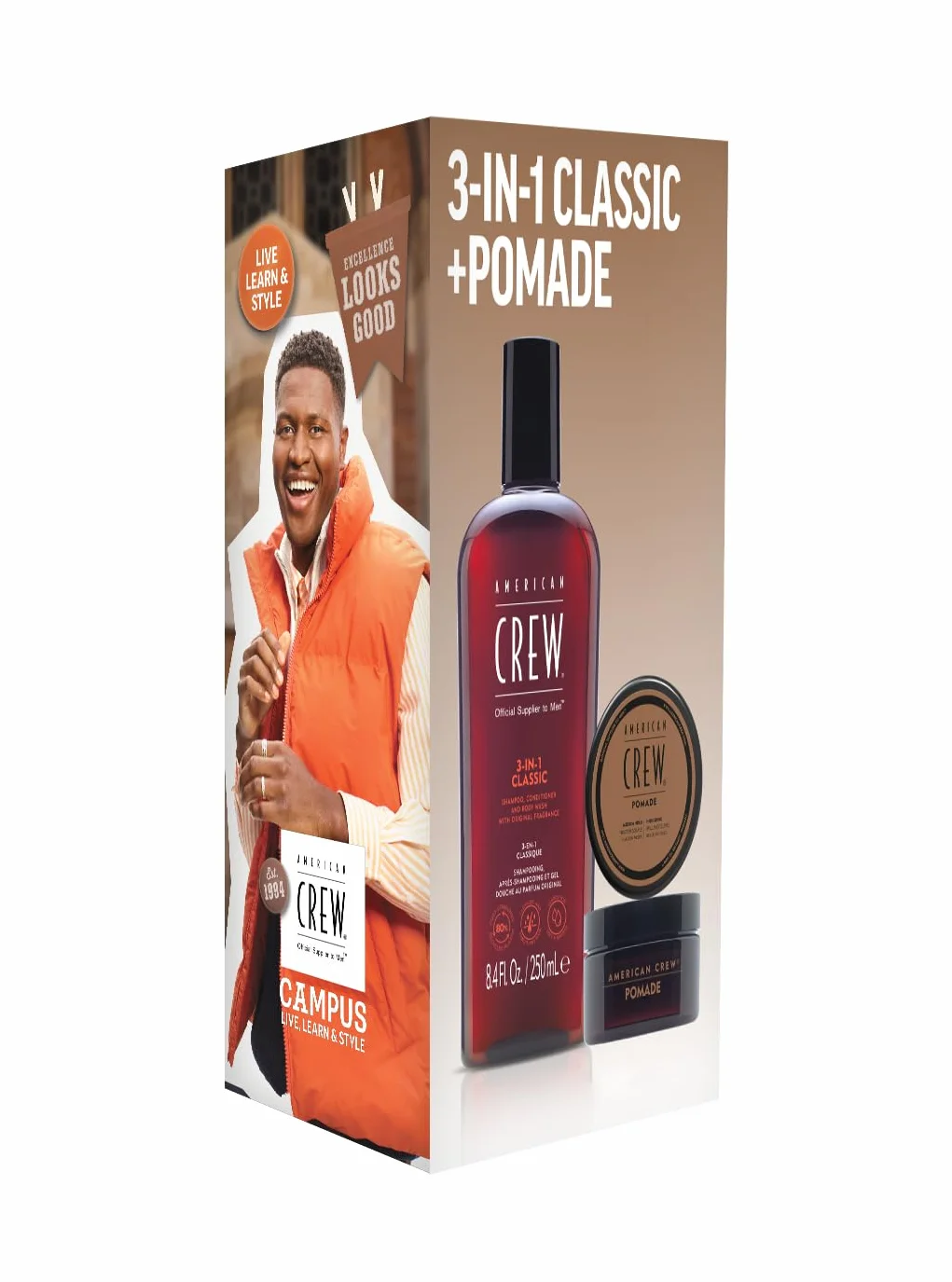 American Crew Coffret Duo de Soins Shampoing 3 en 1 250ml + Pomade Cire coiffante 50g