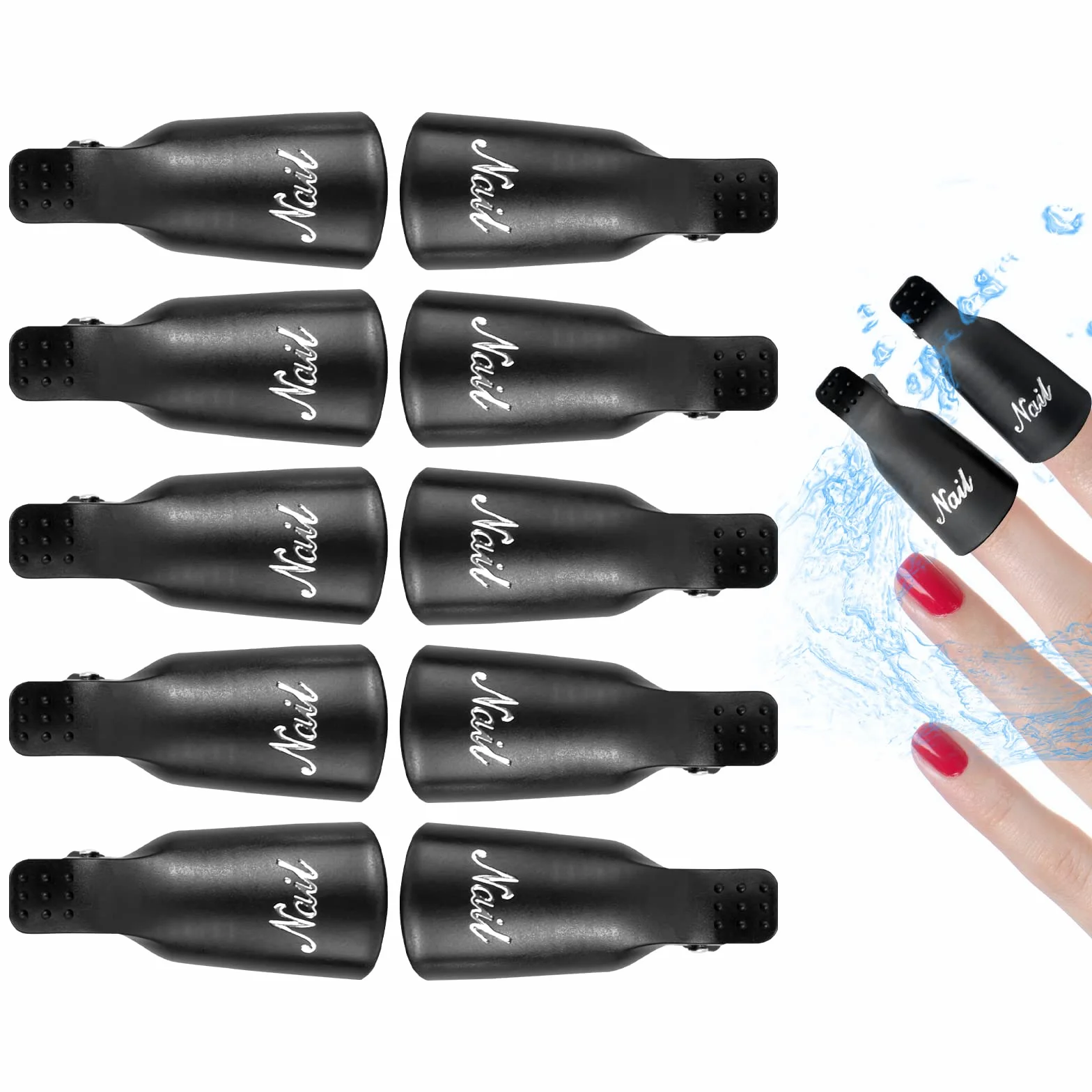 Hanyousheng Pince 10 Pièces Capuchon Ongle Vernis Semi Permanent UV Gel Dissolvant Clips Nettoyage Ongles Retirer Gel Noir