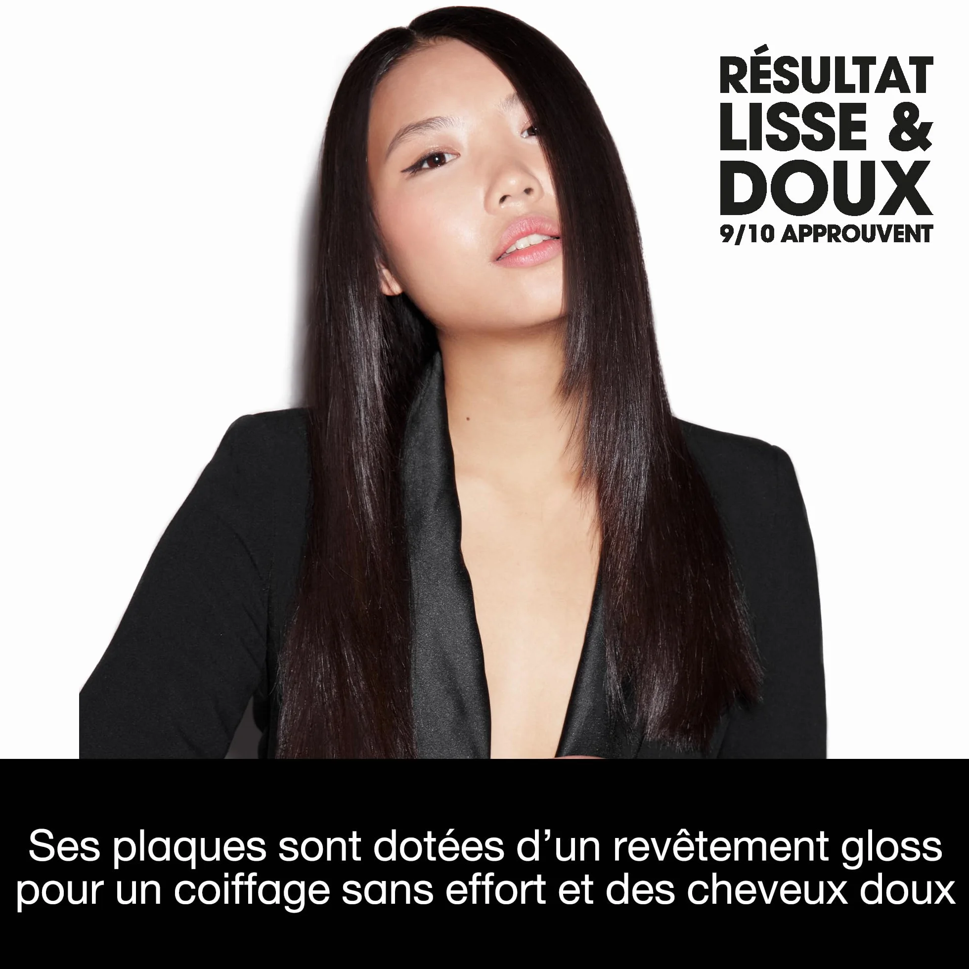 ghd Lisseur cheveux original Fer à lisser professionnel Noir Cheveux lisses doux brillants sans chaleur extrême Lisseur boucleur design arrondi