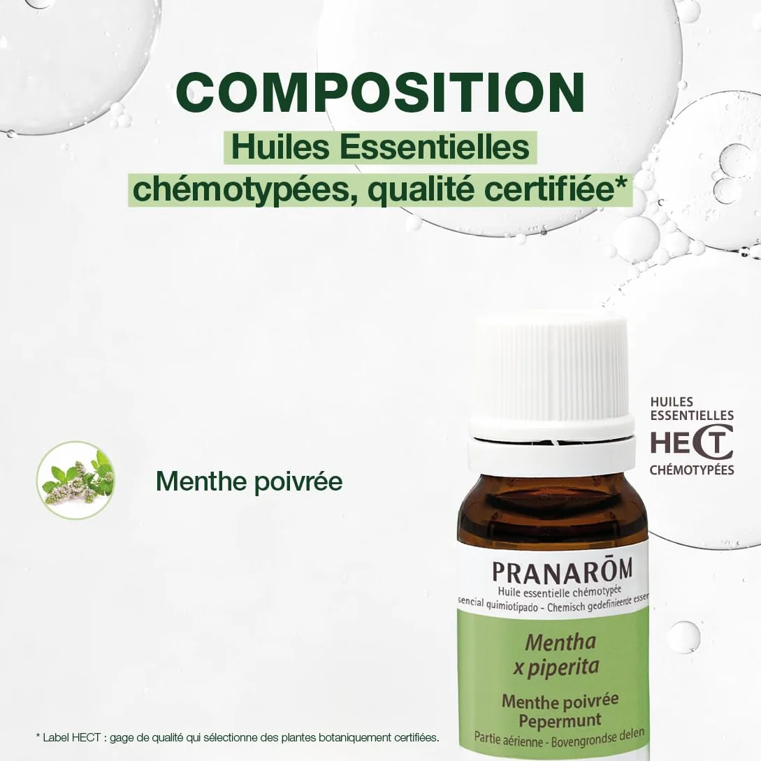 Huile Essentielle Menthe Poivrée Chémotypée 100% Pure HECT 10 ml