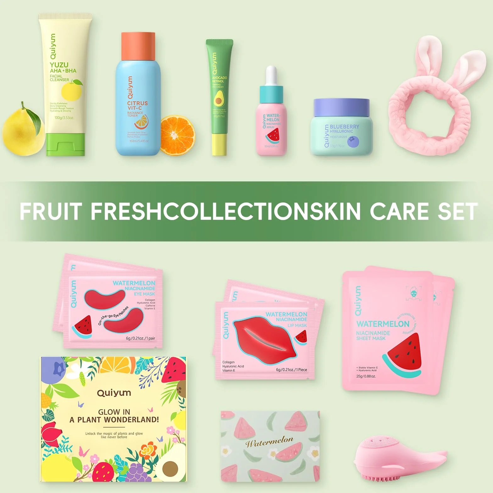 Coffret de soins visage aux fruits 14 pièces niacinamide céramides éclat hydratation
