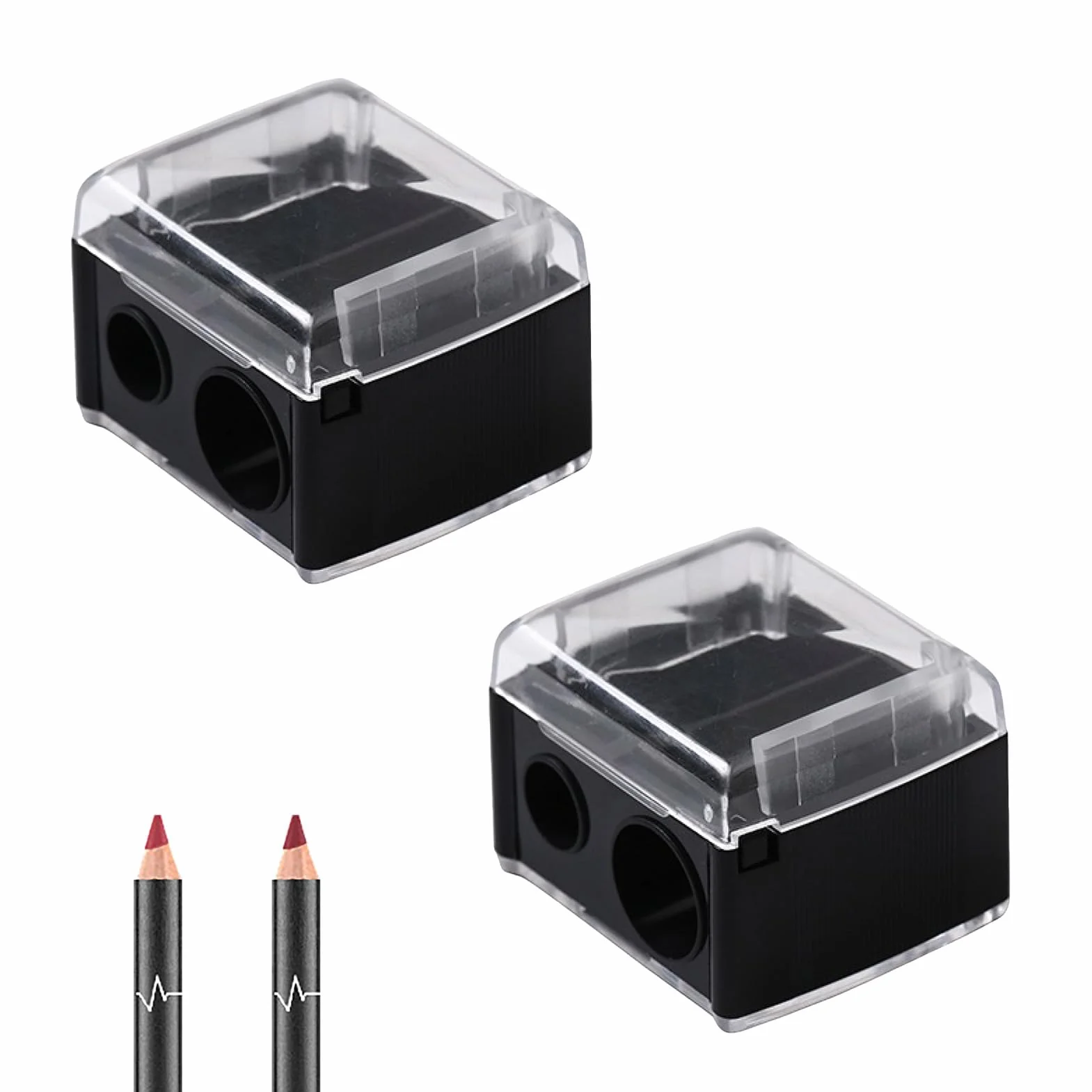 Taille Crayon Maquillage Double Trou pour Crayons Jumbo Standard Eye-liner Lèvres Sourcils (2pcs)