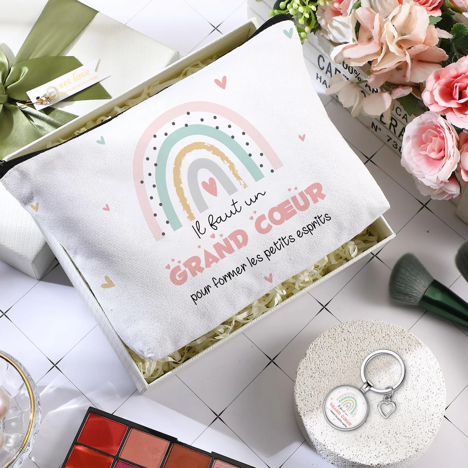 Trousse à Maquillage Porte-Clés Cadeau pour Maîtresse d'École Fin d'Année