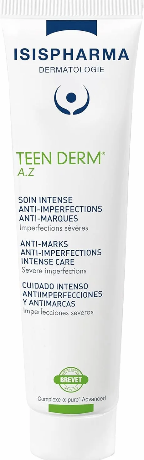 ISISPHARMA TEEN DERM A.Z Soin Triple Action Anti-Imperfections Peaux Mixtes à Grasses 15% Acide Azélaïque Fabrication Française