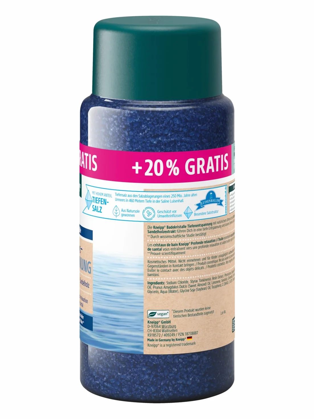 Kneipp Cristaux de bain relaxants sel profond naturel huile essentielle patchouli bois santal détente repos