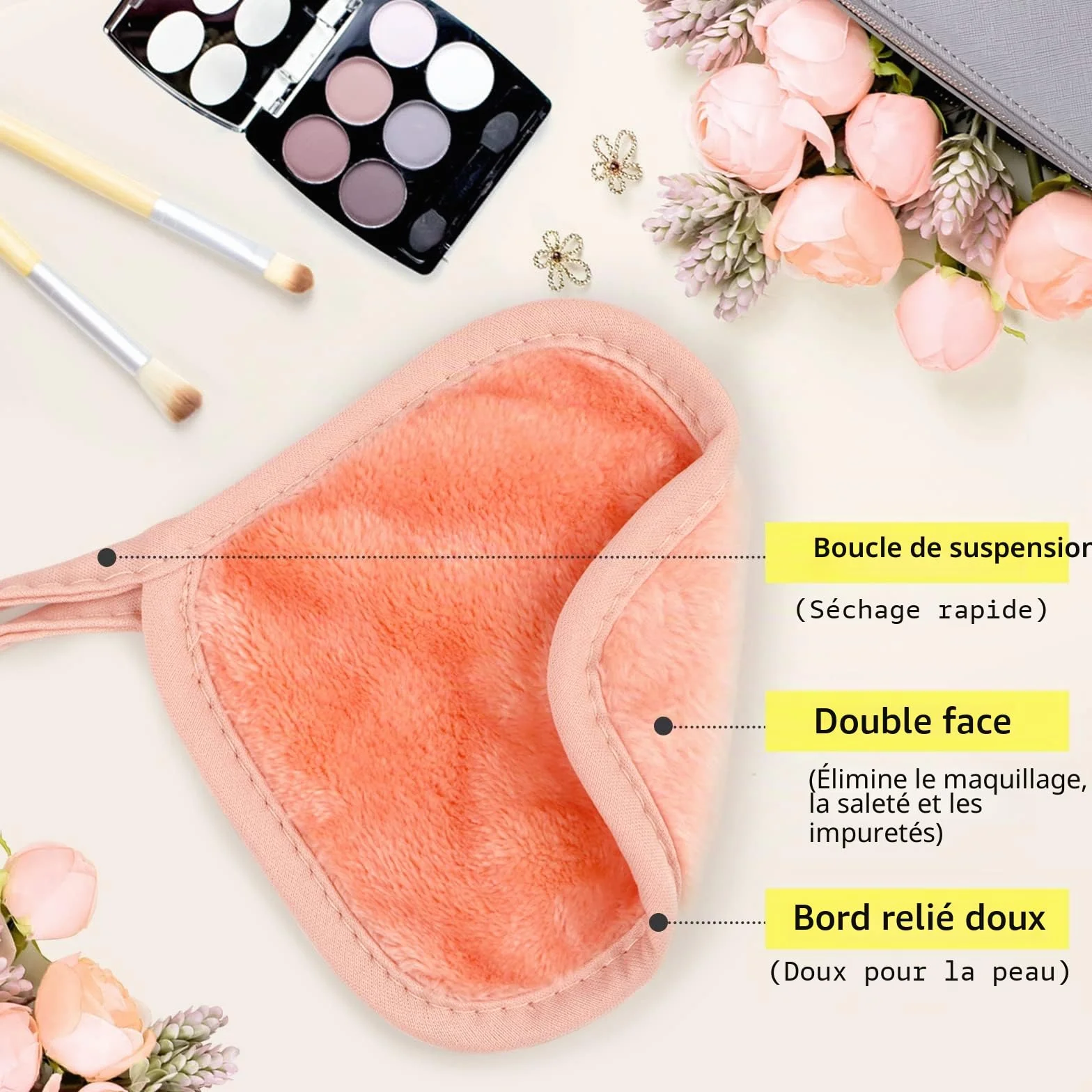 HOMEXCEL Lingettes démaquillantes réutilisables en microfibre paquet de 12 12,7 x 12,7 cm rose