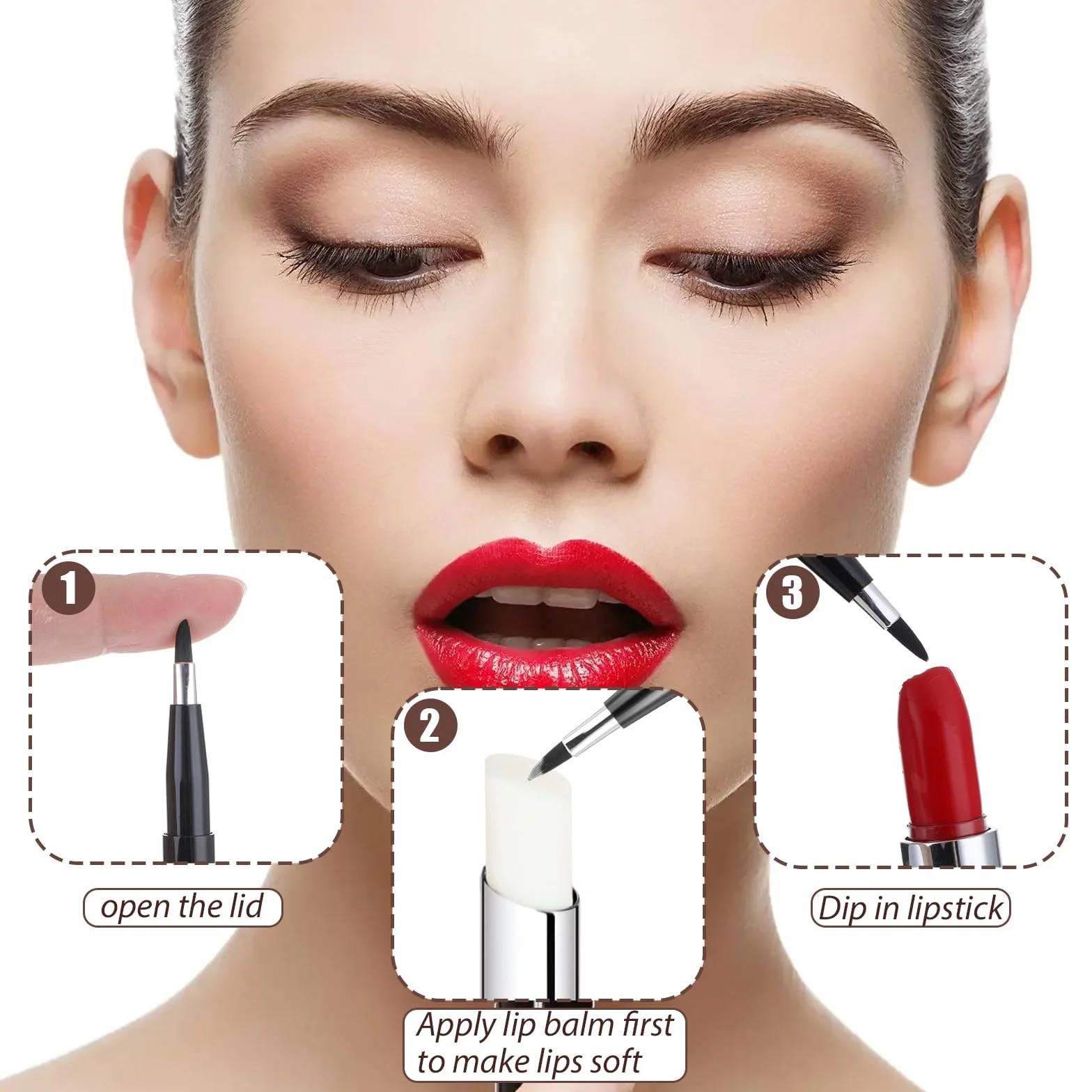 Pinceaux à lèvres rétractables lot de 2 - Mini applicateur maquillage gloss