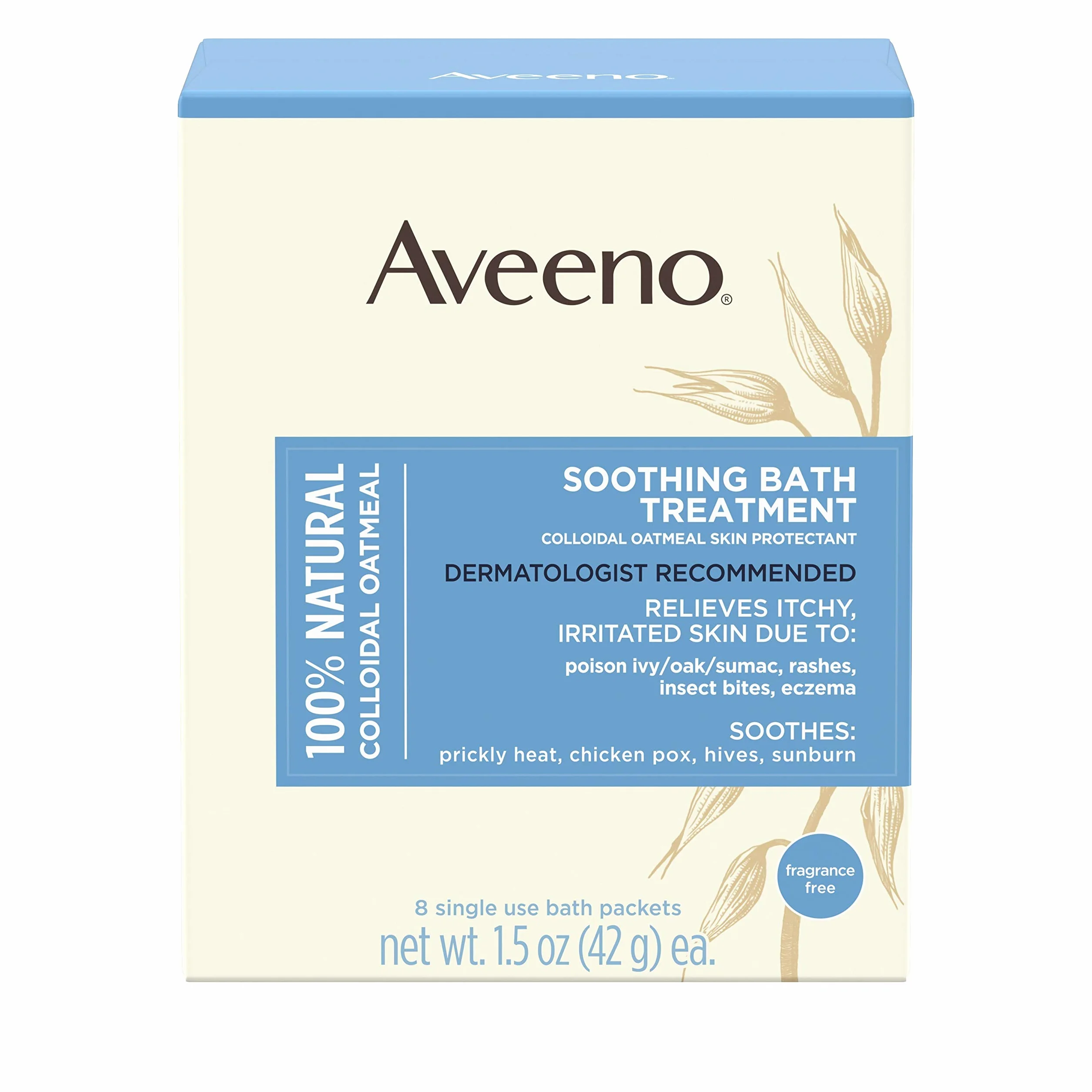 Aveeno Traitement de bain apaisant pour démangeaisons, peau irritée, 8 fils