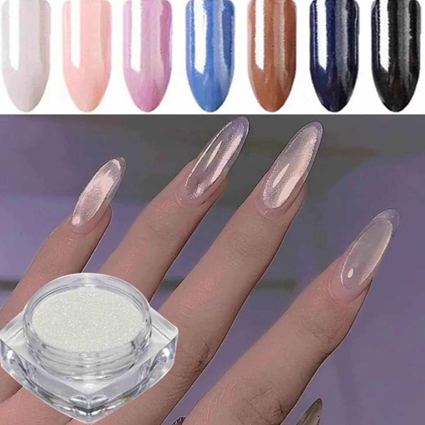 Poudre à ongles en chrome nacré blanc brillant pour nail art - Accessoire pour ongles - Poudre de pigment chromé