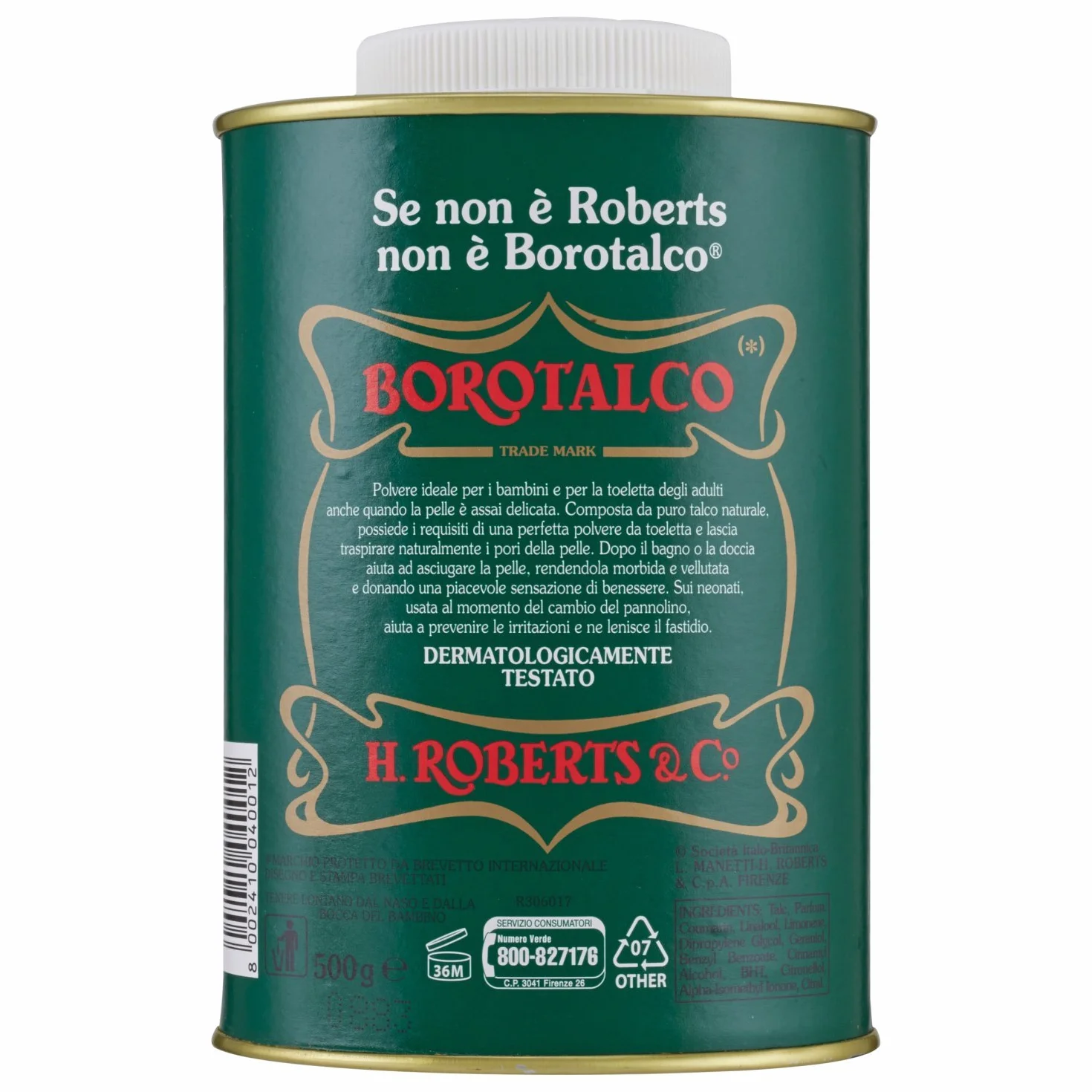 Borotalco Talc en poudre 500 g apaisant soulagement des démangeaisons
