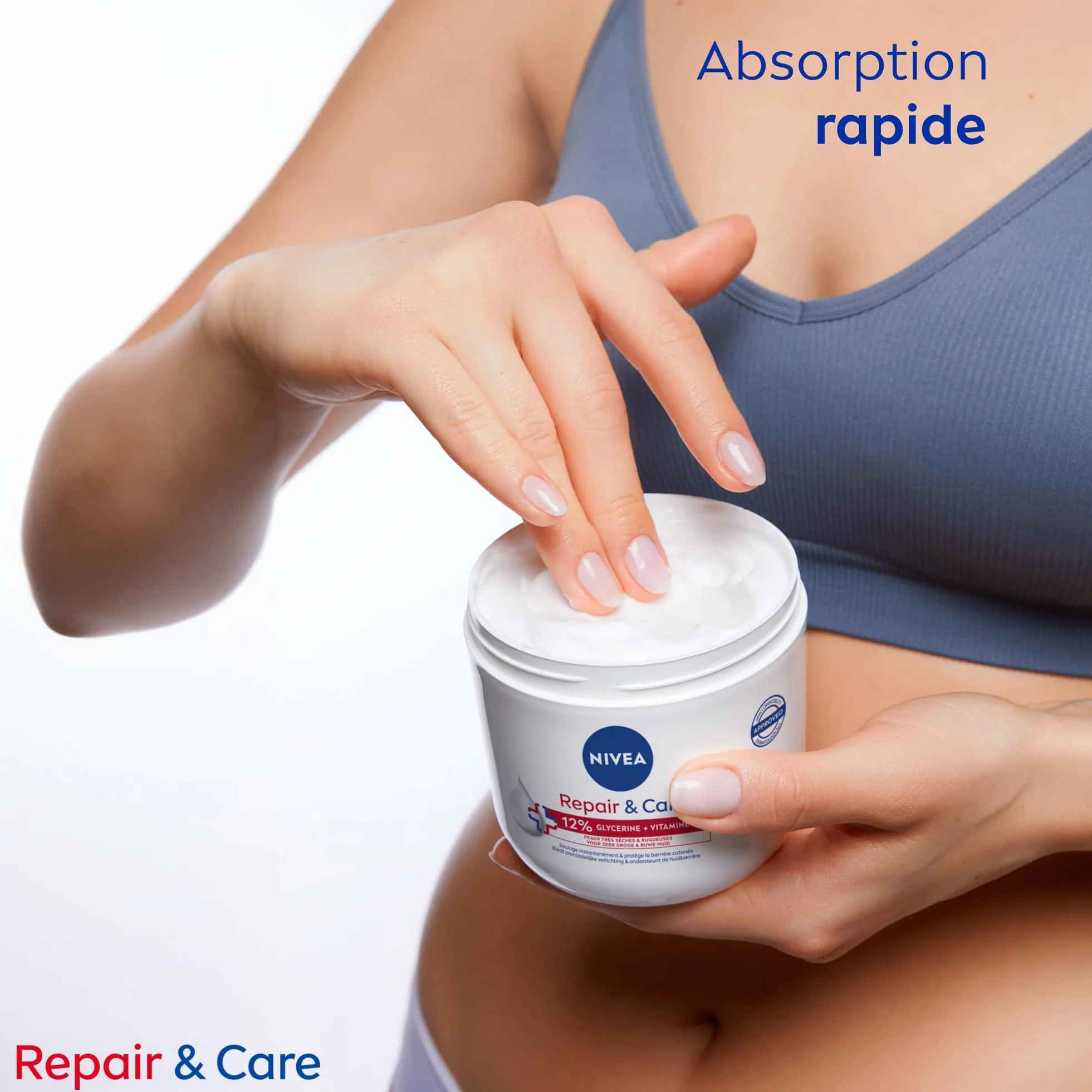 NIVEA REPAIR & CARE Baume Réparateur Visage Corps Mains Peaux Très Sèches 400 ml Crème Vitamine E Glycérine Soin Hydratant 72H