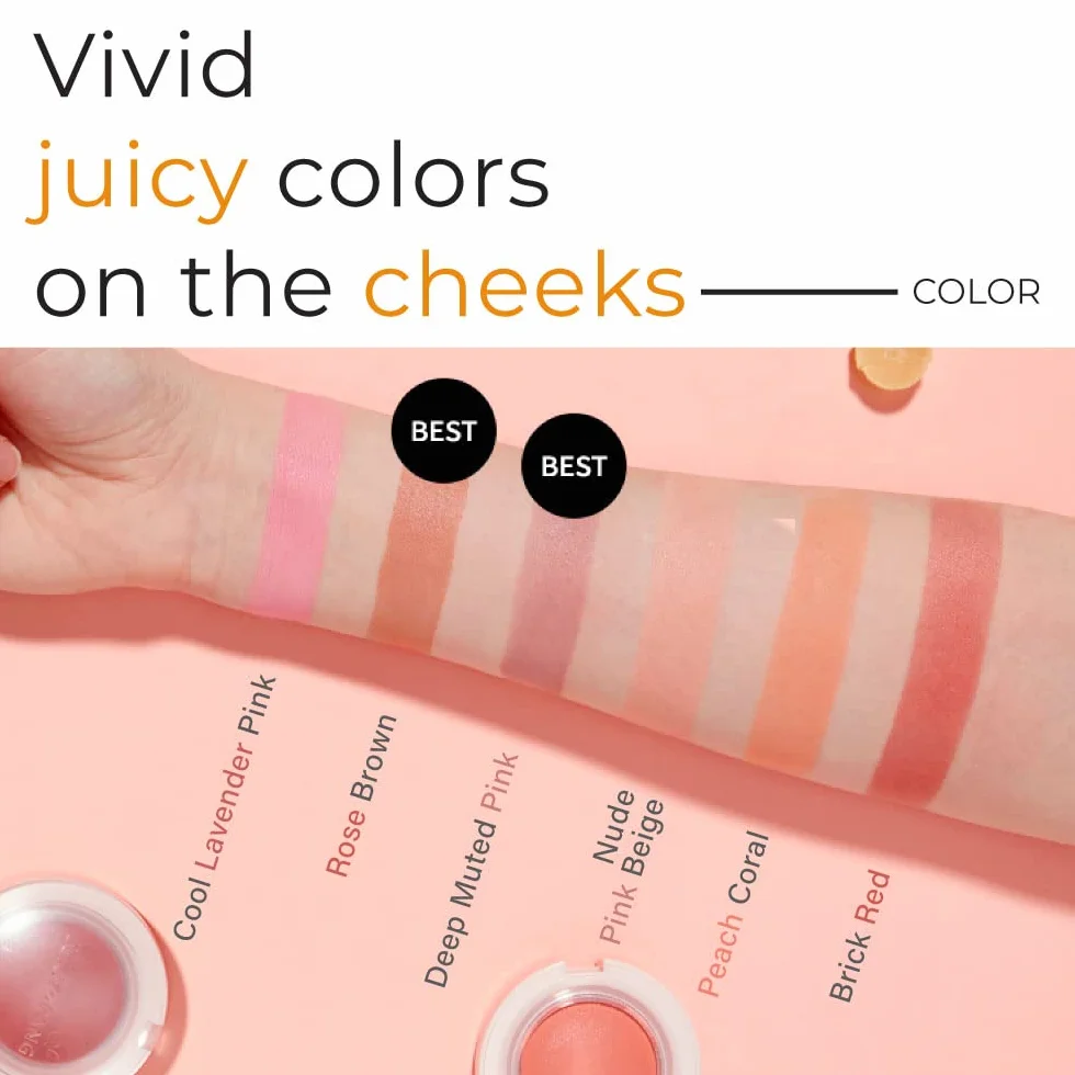 A'PIEU Juicy-Pang RD01 Blush en gelée doux au toucher pour les joues avec texture crème et poudre combinées pour une finition rosée naturelle, ne tombe pas, 4,8 g